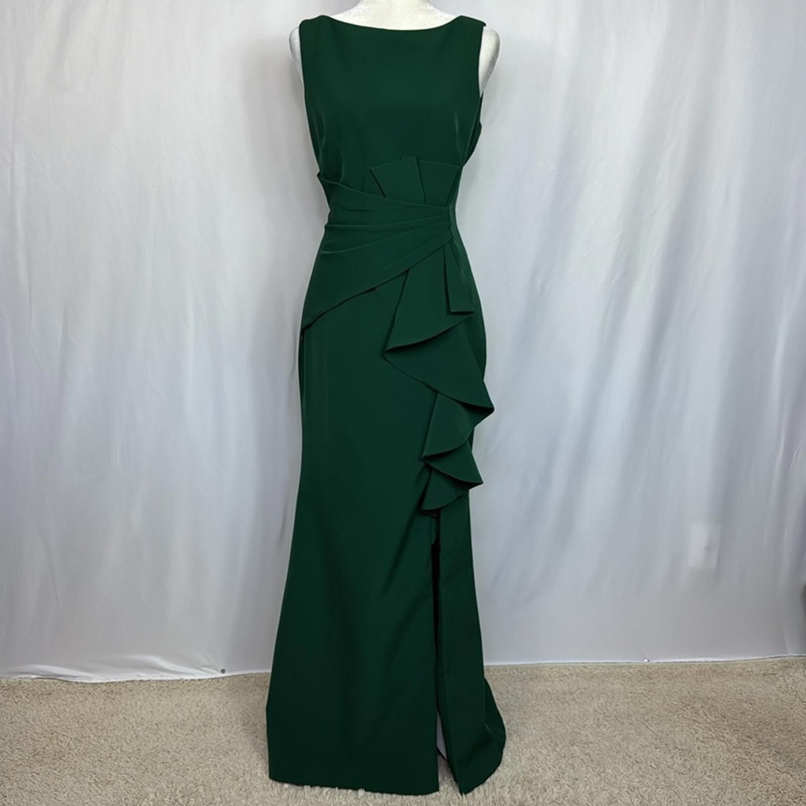 Designer Eliza J Ruffle Front Gown Dress Size 10 Green Size L / US 10 / IT 46 - 6 Thumbnail
