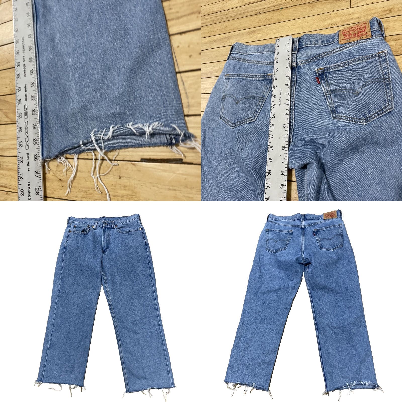 Levi's VINTAGE Levi's 550 Jeans Men 34x32 Hip Hop Streetwear Blue Denim Fringe 27in 5-Pocket Mens Jeans Regular Straight Size US 34 / EU 50 - 9 Thumbnail