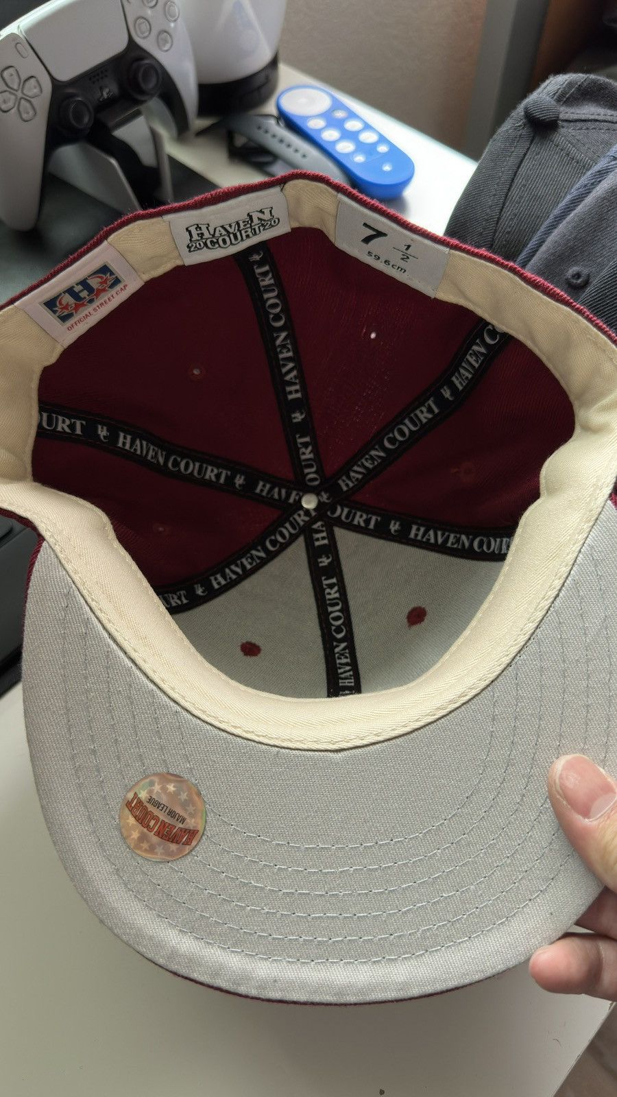 Haven Court HAVEN COURT Maroon Fitted Cap 7 1/2 Size ONE SIZE - 3 Thumbnail