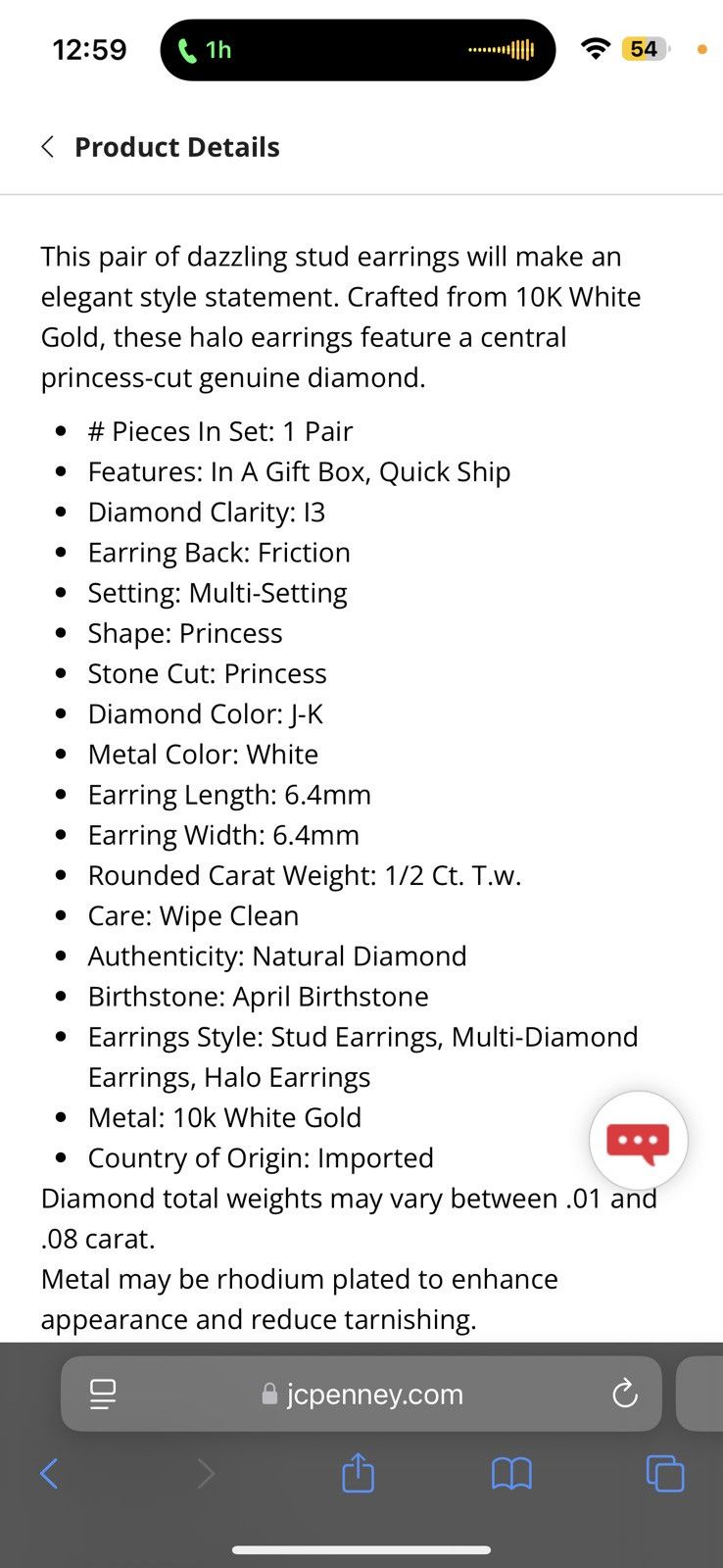 JCPenney White gold 10k 1/2 carat diamond earrings Size ONE SIZE - 4 Thumbnail
