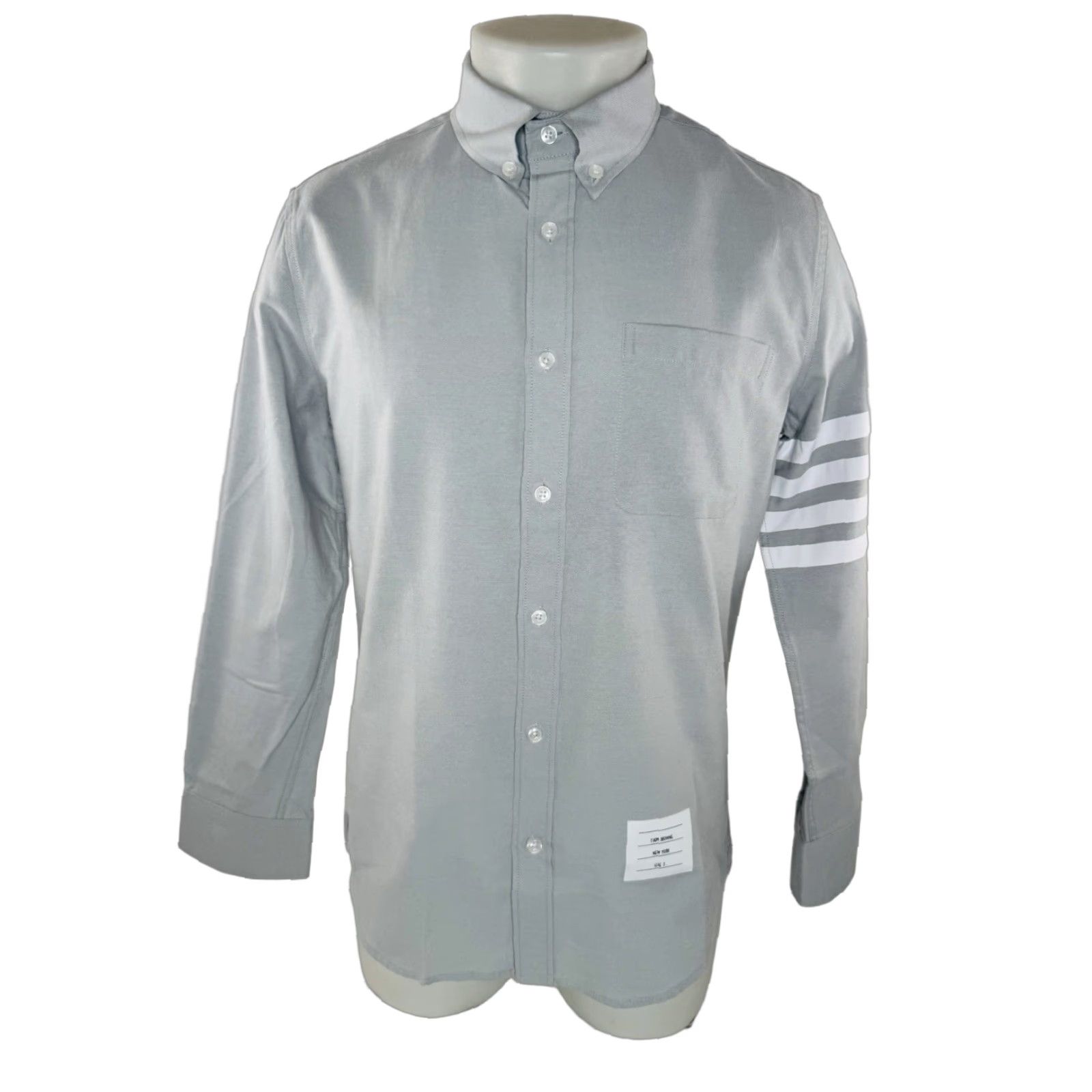 Thom Browne Thom Browne New York Striped Sleeve Mens Size 2 Shirt Long Sleeve Button-Up Bluish Gray 14aut0 Size US XS / EU 42 / 0 - 1 Thumbnail