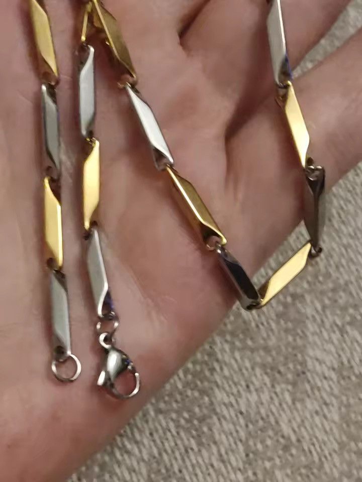 Japanese Brand 2.5mm + 55 cm Sharp Chain –Solid Gold Silver Color Finish Size ONE SIZE - 2 Thumbnail