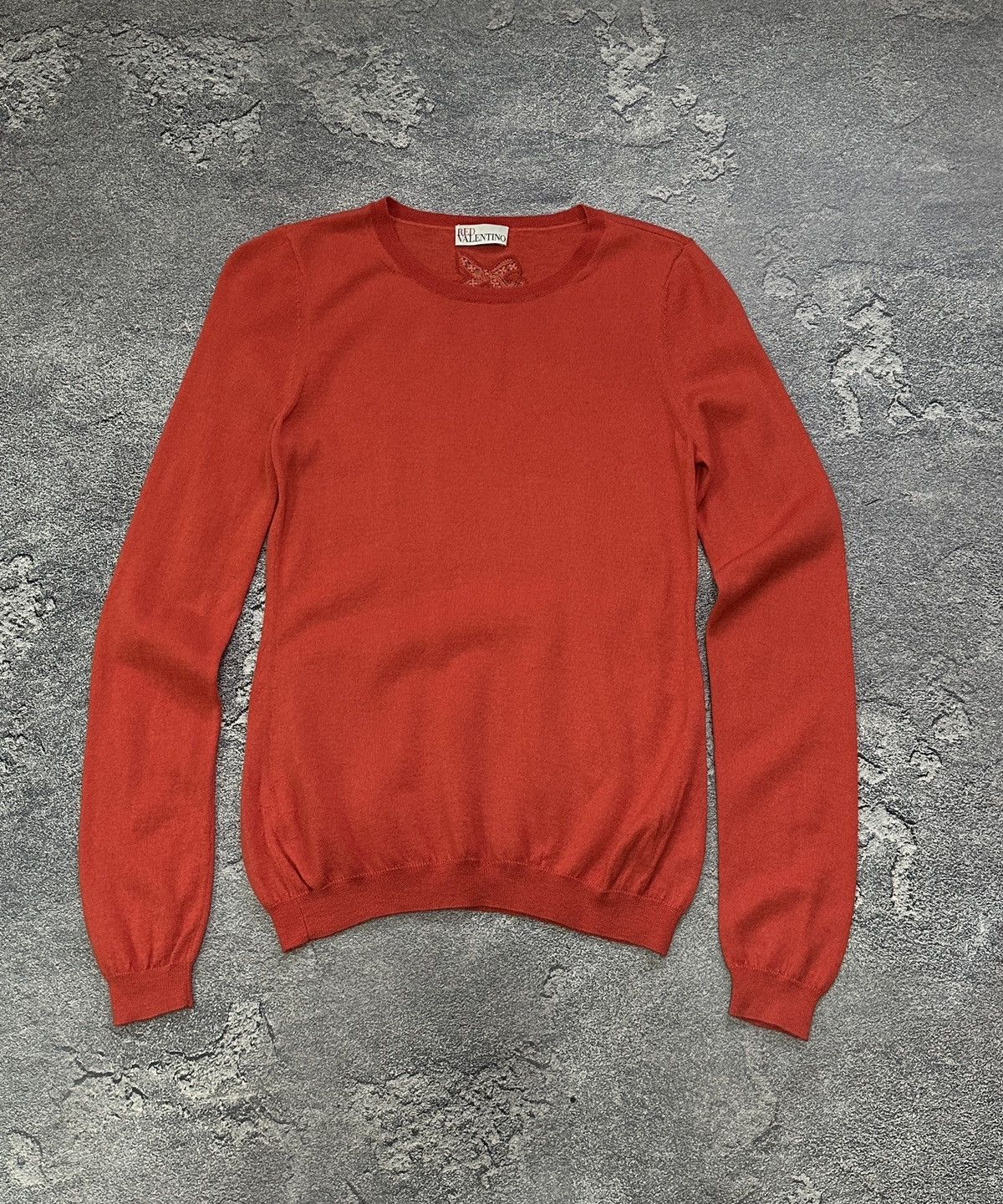 RED Valentino RED VALENTINO Red Crewneck Cashmere Jumper Lace Detail XS Size XS / US 0-2 / IT 36-38 - 1 Thumbnail