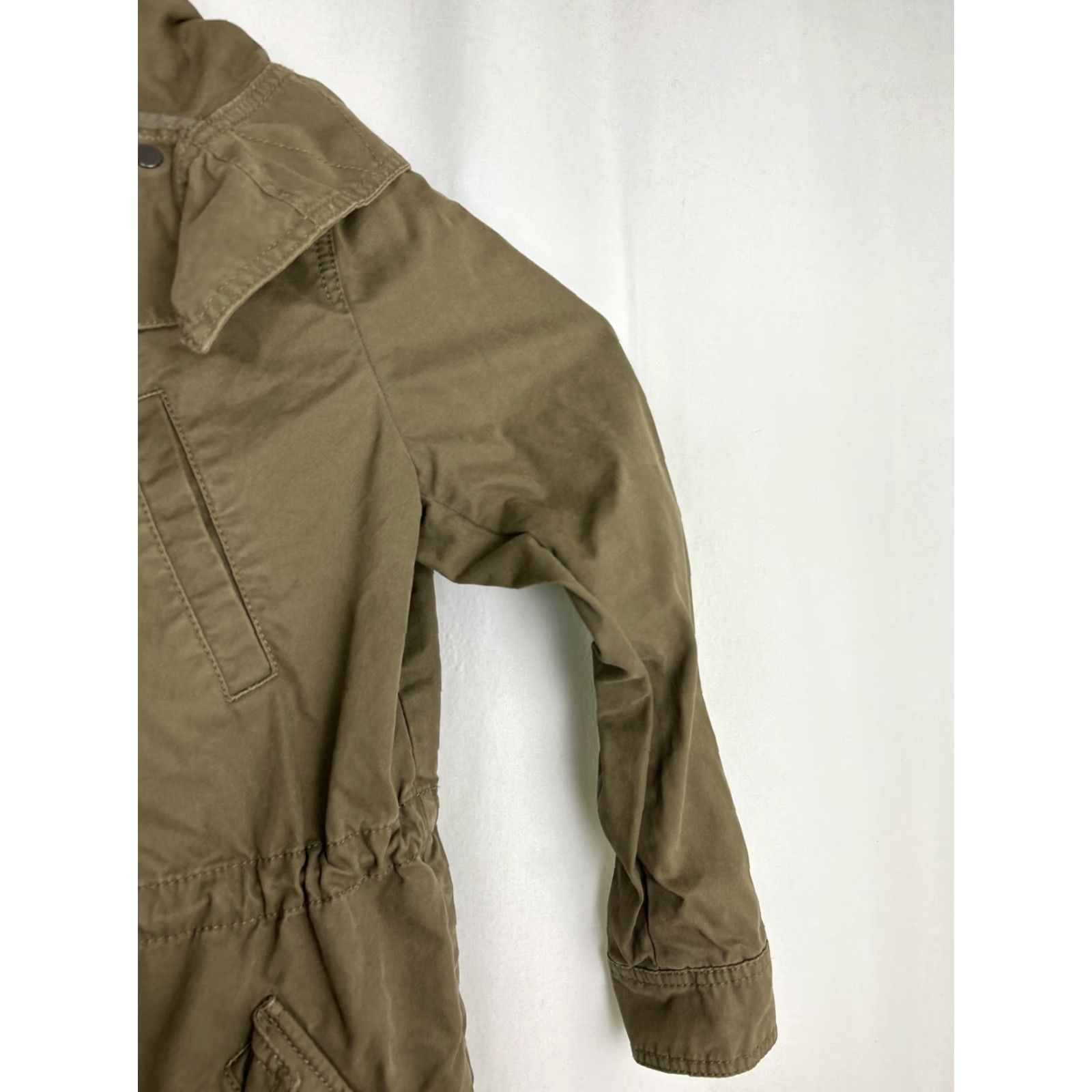 Banana Republic Banana Republic Coat Long Hooded Utility Parka Women's 2XS Petite Green Canvas Cotton Tan Pocketed Size XXS / US 00 / IT 34 - 4 Thumbnail