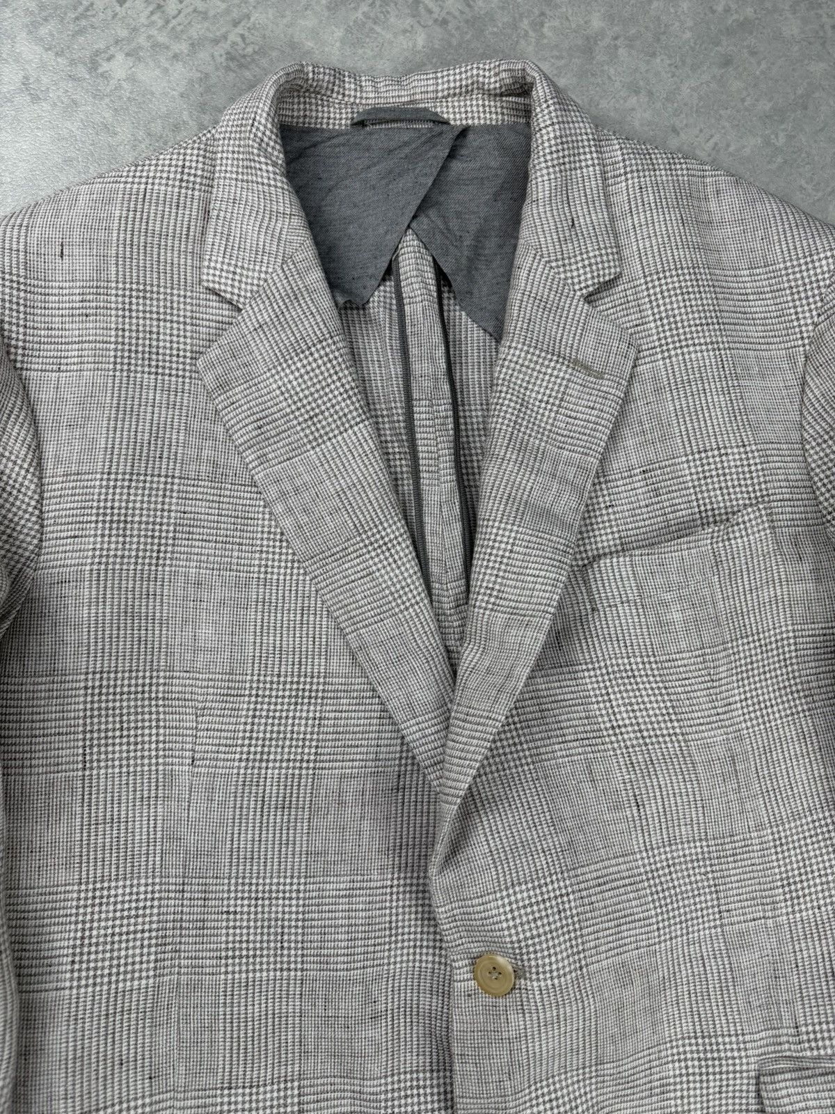 Hackett Hackett Mayfair Linen Blazer Glencheck 48R Beige Size 48R - 6 Thumbnail