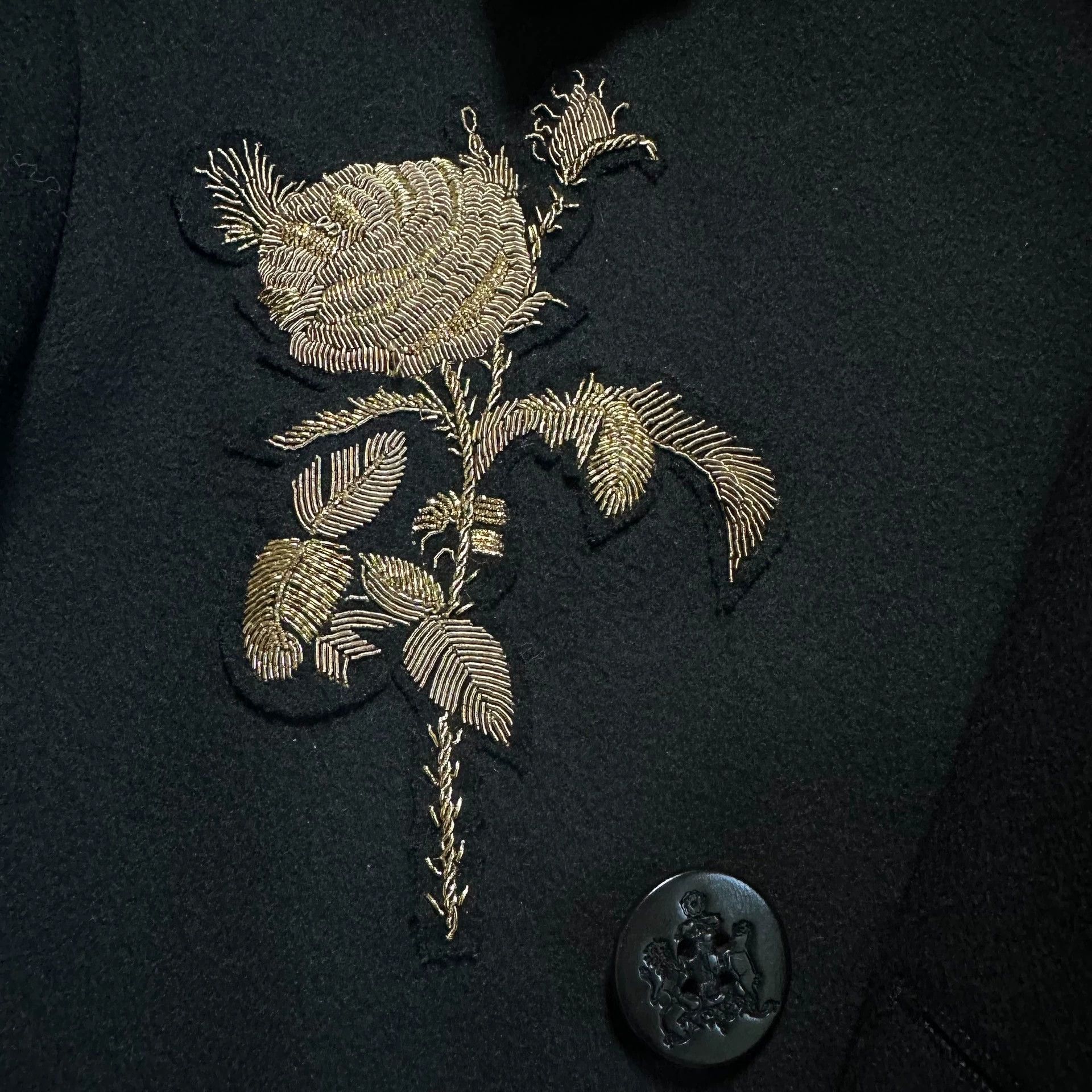 Alexander McQueen alexander mcqueen black embroidered wool coat Size US L / EU 52-54 / 3 - 3 Thumbnail