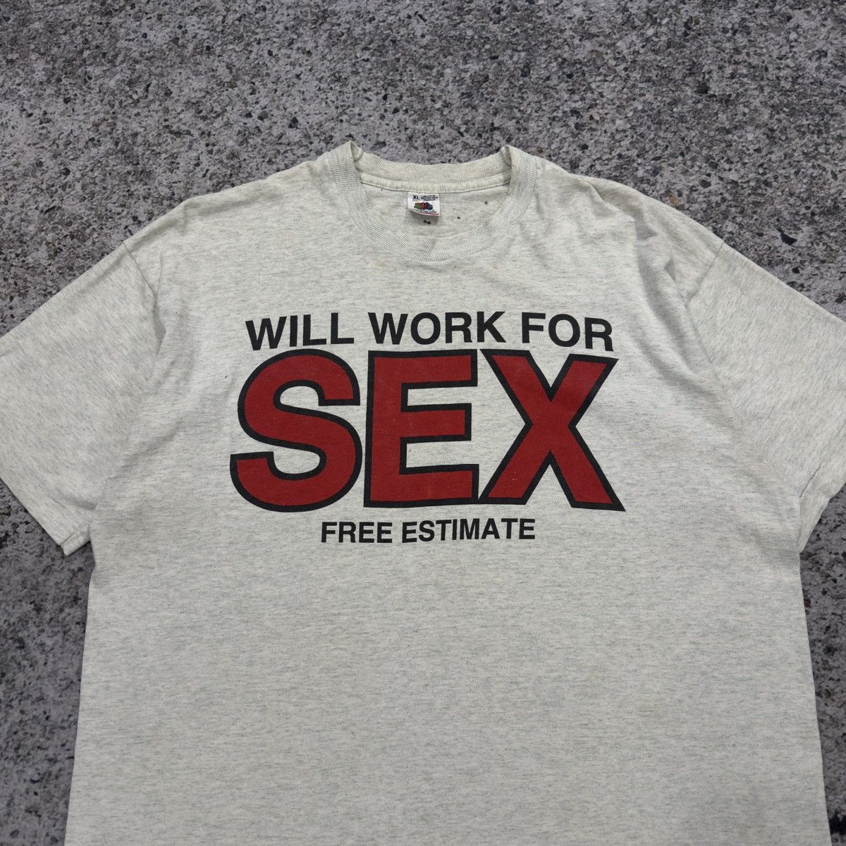 Vintage 90s Will Work For Sex Thrashed Faded Tee ERD Grunge Size US XL / EU 56 / 4 - 5 Thumbnail