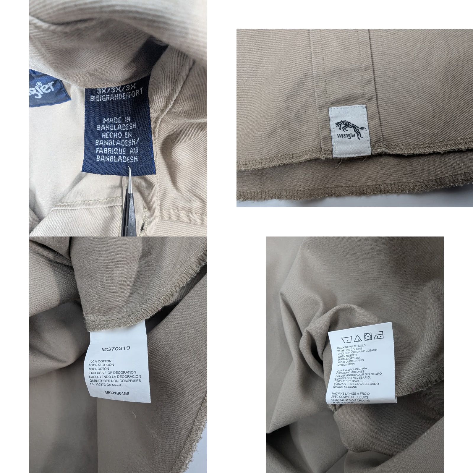 Wrangler VINTAGE Wrangler Mens Big 3X Khaki Cowboy Cut Western Firm Finish Work Shirt MS70319 Size US XXL / EU 58 / 5 - 8 Thumbnail