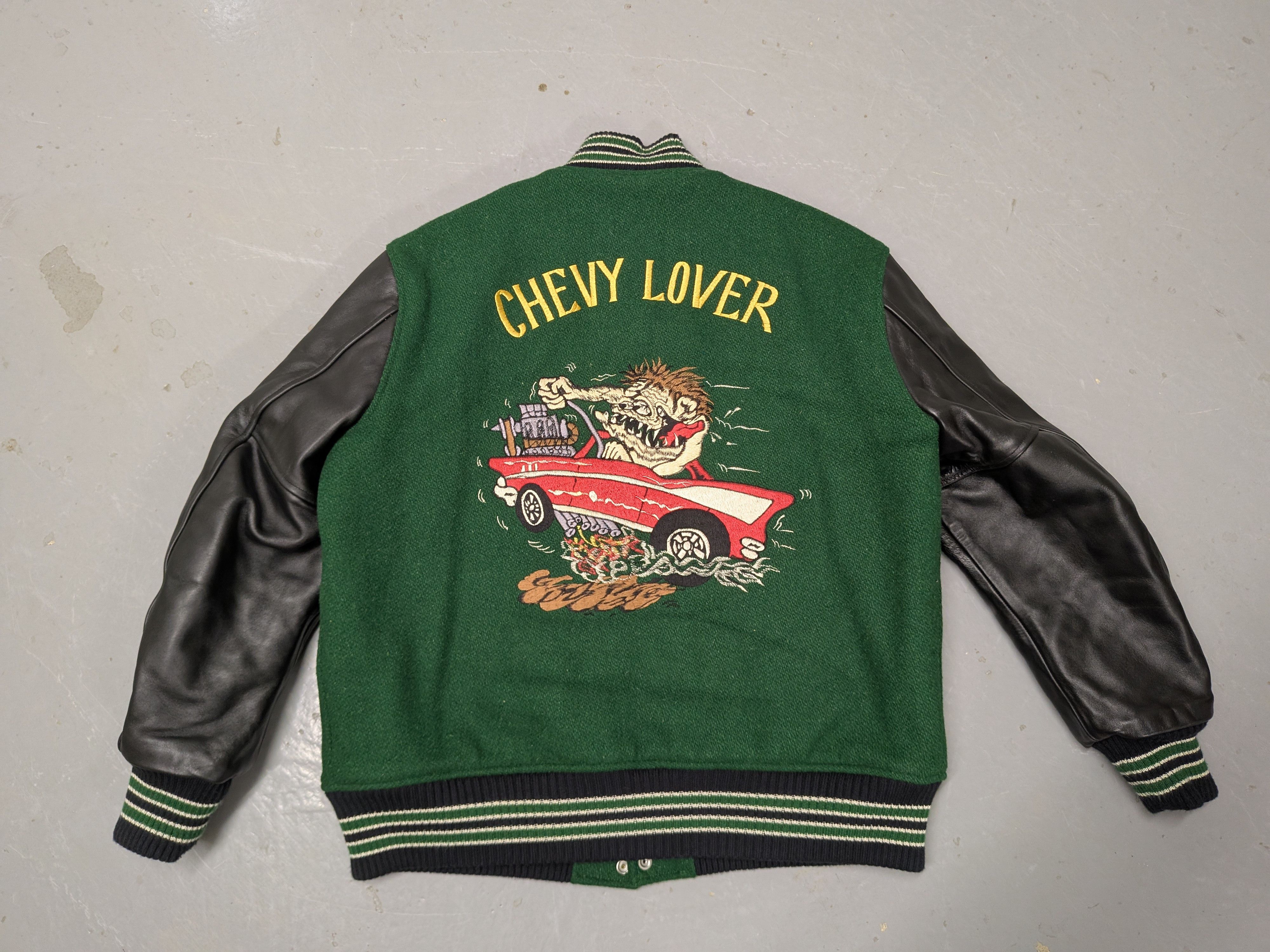 Sugar Cane × Whitesville Melton Wool Chevy Lover Varsity Jacket Size US L / EU 52-54 / 3 - 2 Thumbnail