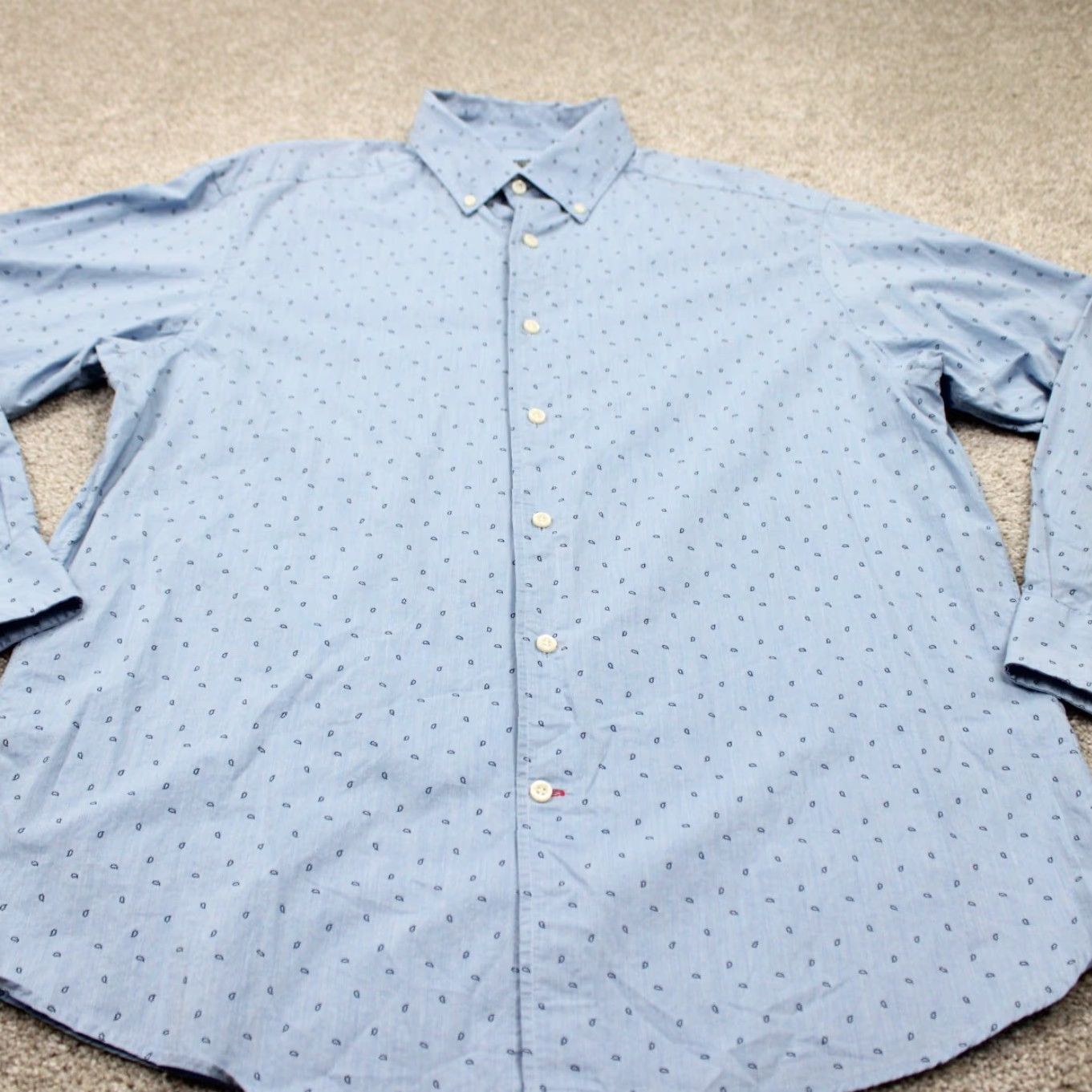Cremieux Cremieux Classics Shirt Mens Large Blue Geometric AOP All Over Print Cotton L/S Size US L / EU 52-54 / 3 - 3 Thumbnail