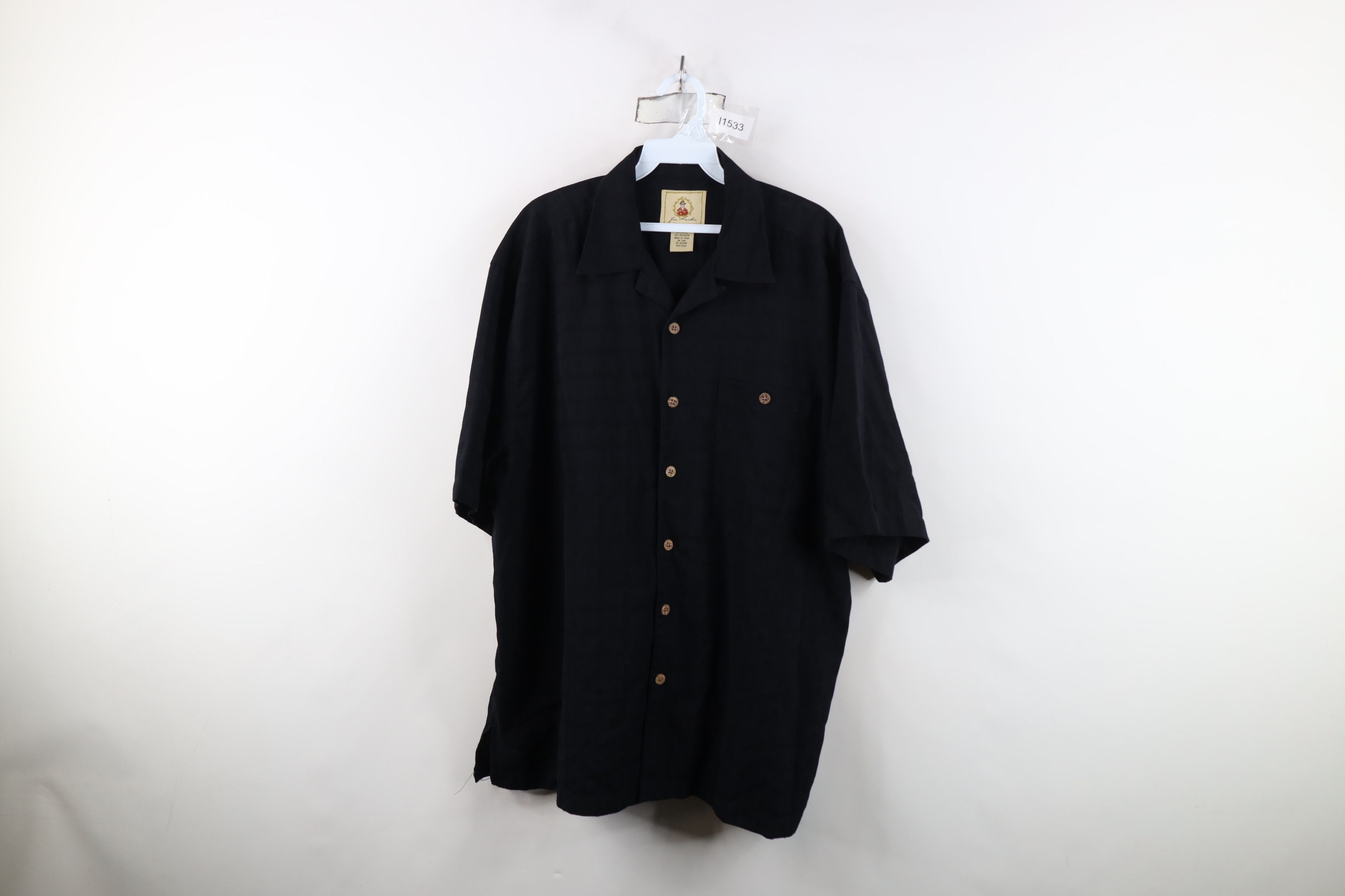 Vintage Vintage 90s Y2K Streetwear Loop Collar Button Shirt Black Size US XL / EU 56 / 4 - 1 Thumbnail