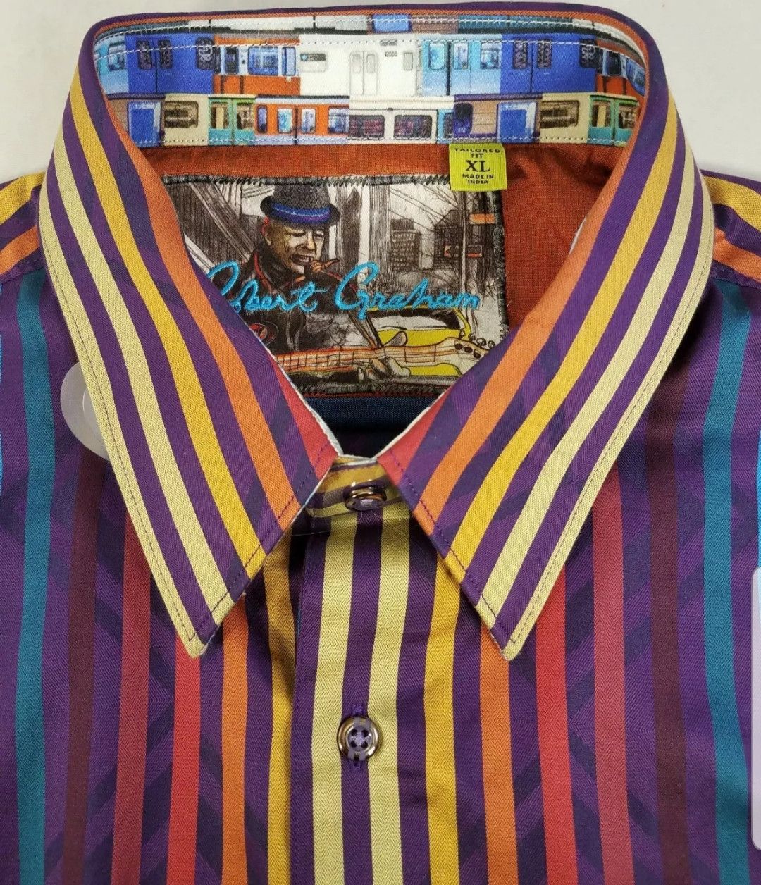 Robert Graham NEW ROBERT GRAHAM MULTI COLOR STRIPPED SHIRT Size US XL / EU 56 / 4 - 5 Thumbnail