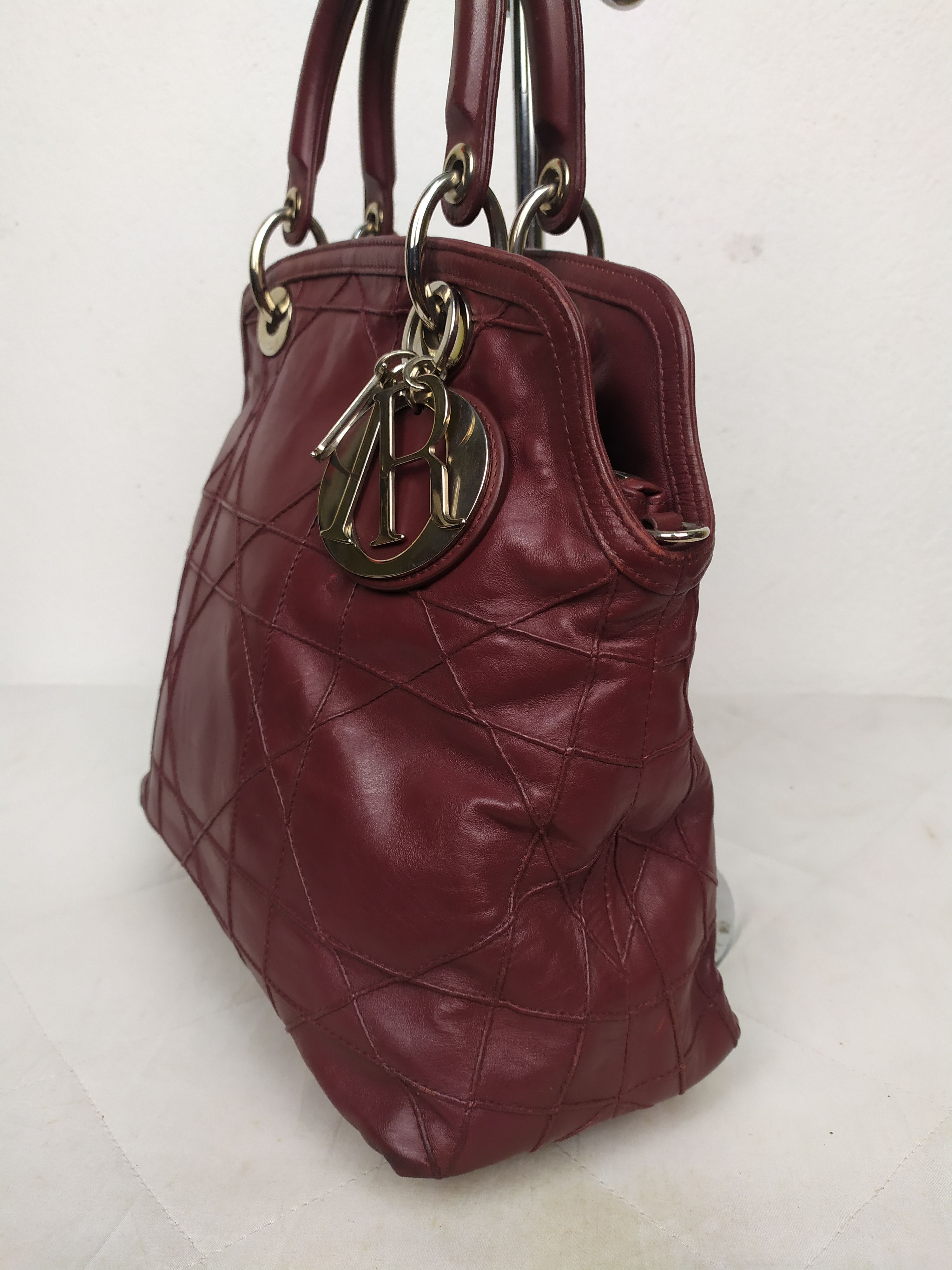 Dior Christian Dior Red Cannage Leather Lambskin Handbag Size ONE SIZE - 4 Thumbnail
