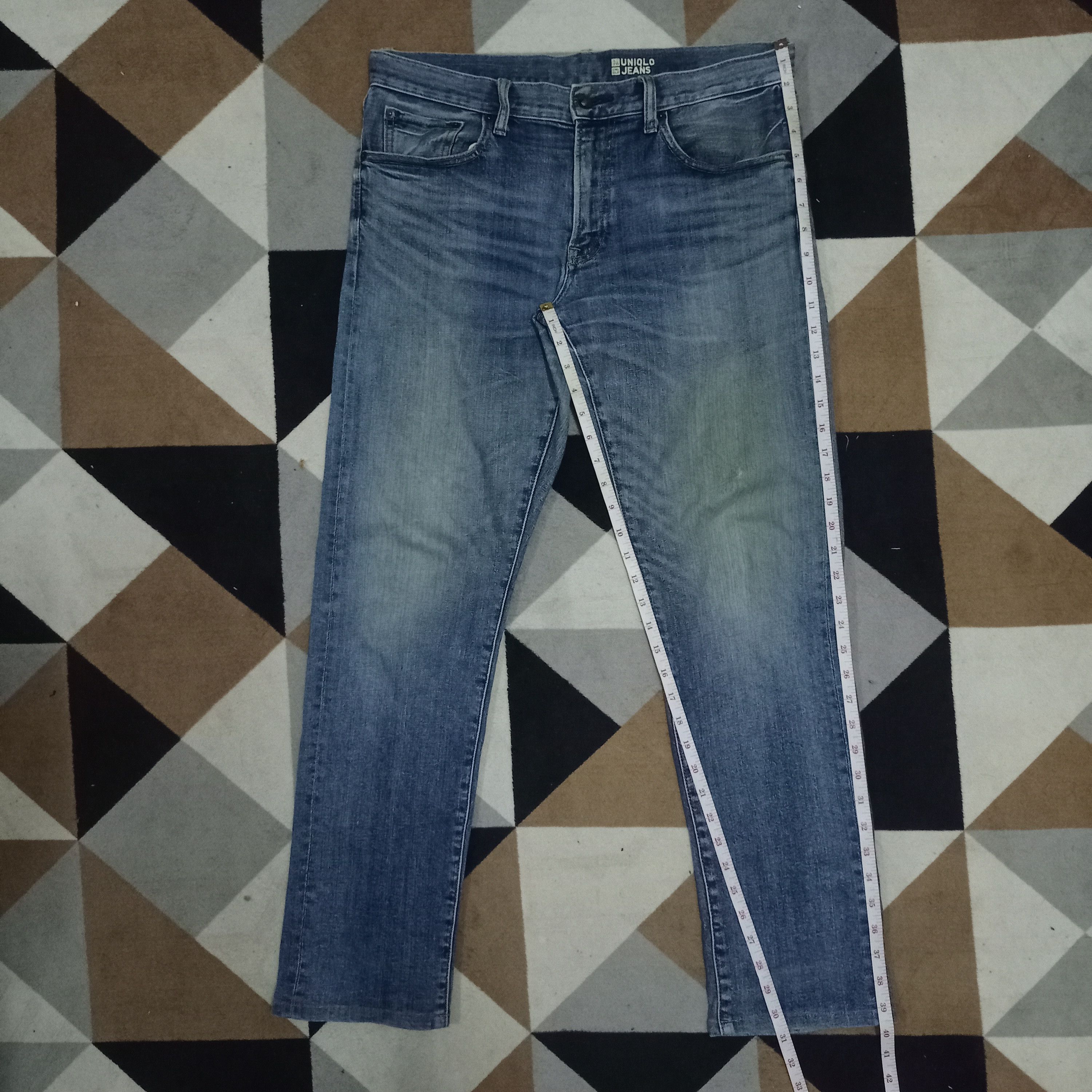 Japanese Brand × Uniqlo Vintage Japanese Uniqlo Blue Wash Distressed Selvedge Jeans Size US 35 - 9 Thumbnail
