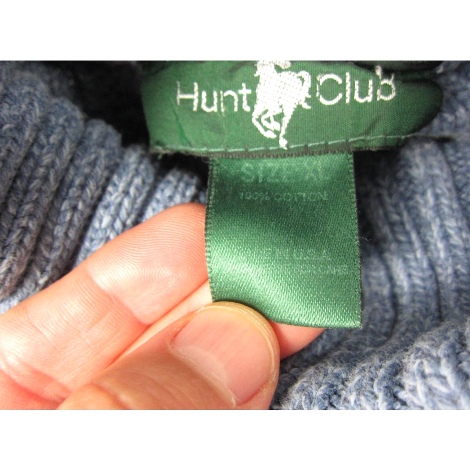 Vintage VINTAGE Hunt Club Sweater Men XL Blue Cable Knit Cotton Made in USA Size US XL / EU 56 / 4 - 5 Thumbnail