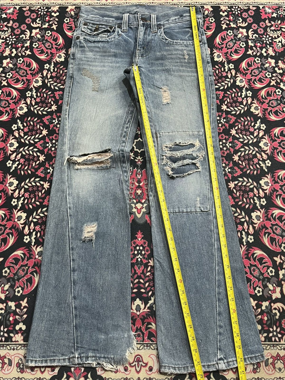 Tornado Mart Vintage Japanese Brand Blue Washed Distressed Flare Jeans Size US 28 / EU 44 - 9 Thumbnail