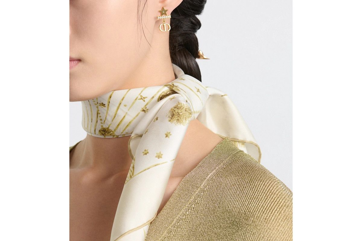 Dior o1bcso1str0226 Size:OS/70 Square Scarf in White/Golden Size ONE SIZE - 4 Thumbnail