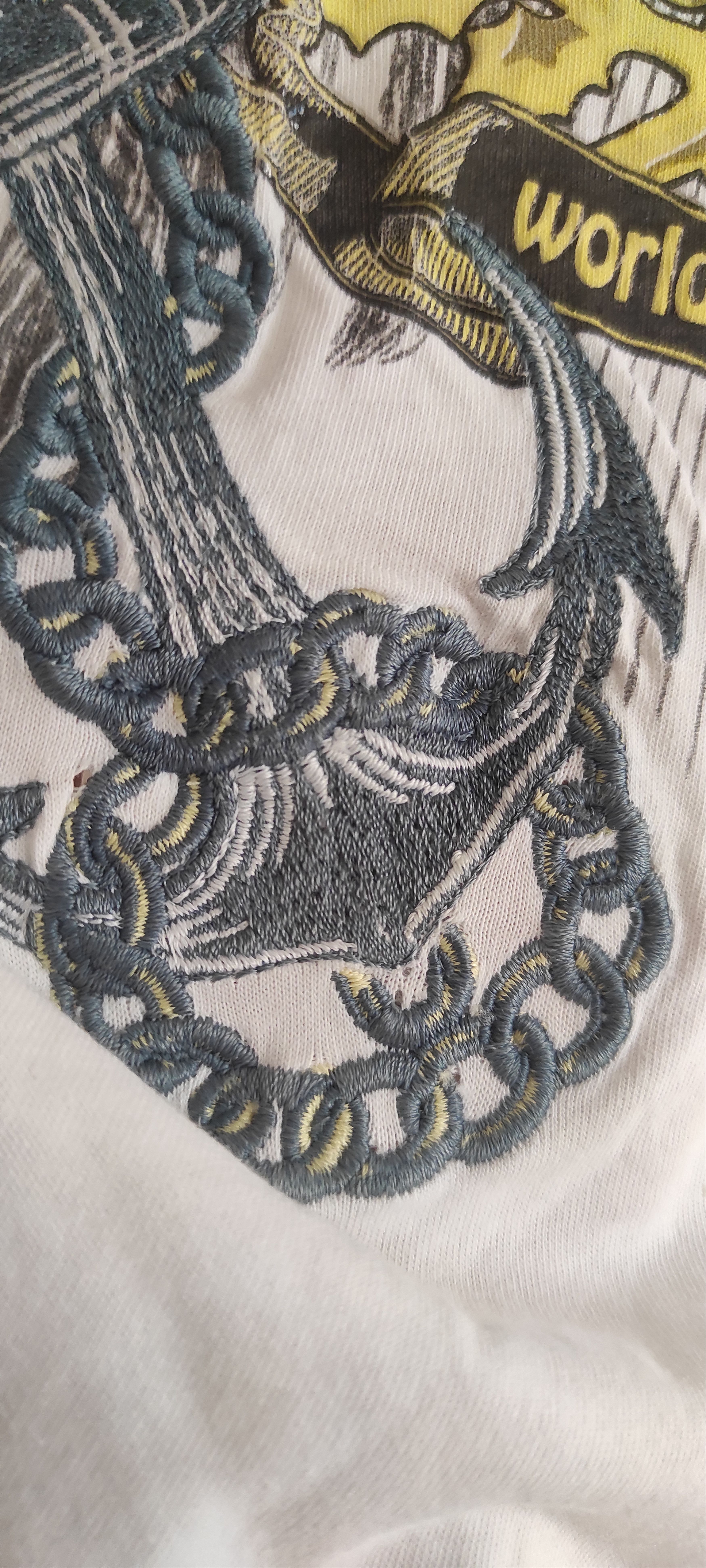 Just Cavalli Just Cavalli White Gold Printed Cotton Roundneck T-Shirt Size M / US 6-8 / IT 42-44 - 4 Thumbnail