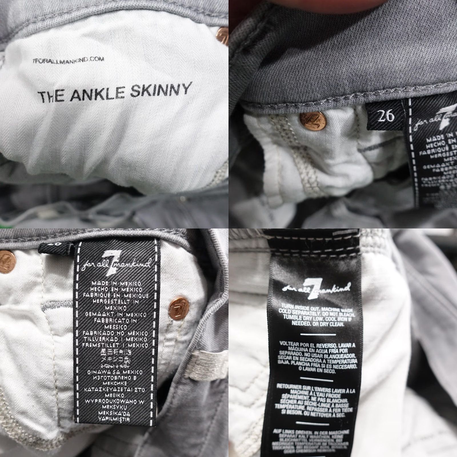 7 For All Mankind 7 For All Mankind Jeans Women 26 Gray Ankle Skinny Stretch Denim Slim Fit Womens Size 26" / US 2 / IT 38 - 8 Thumbnail
