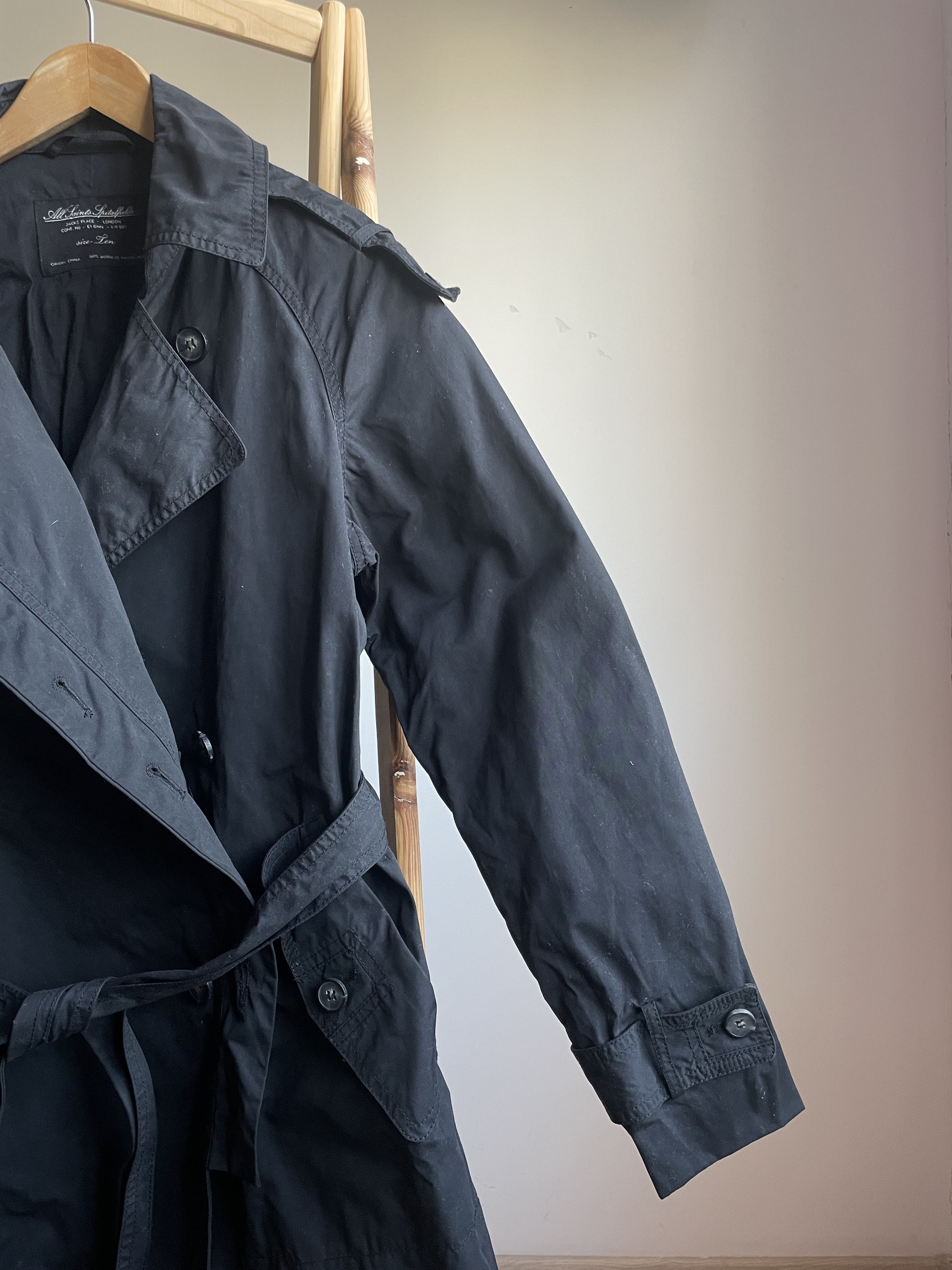 Allsaints Allsaints Womens Sherlock Nylon Double Breasted Trench Coat Size M / US 6-8 / IT 42-44 - 8 Thumbnail
