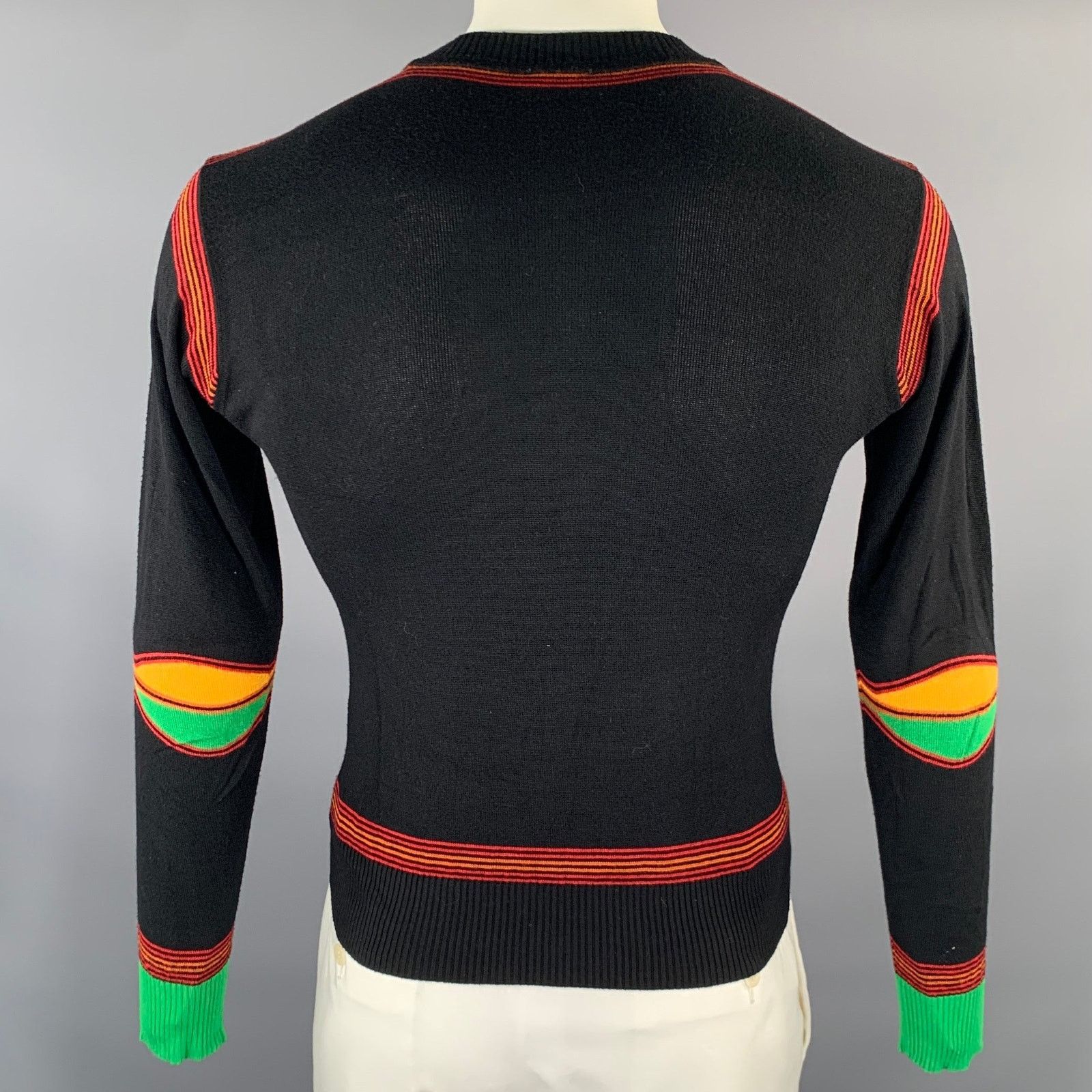 Paul Smith PAUL SMITH Black Multi-Color Stripe Bamboo Cashmere Pullover Size US L / EU 52-54 / 3 - 4 Thumbnail