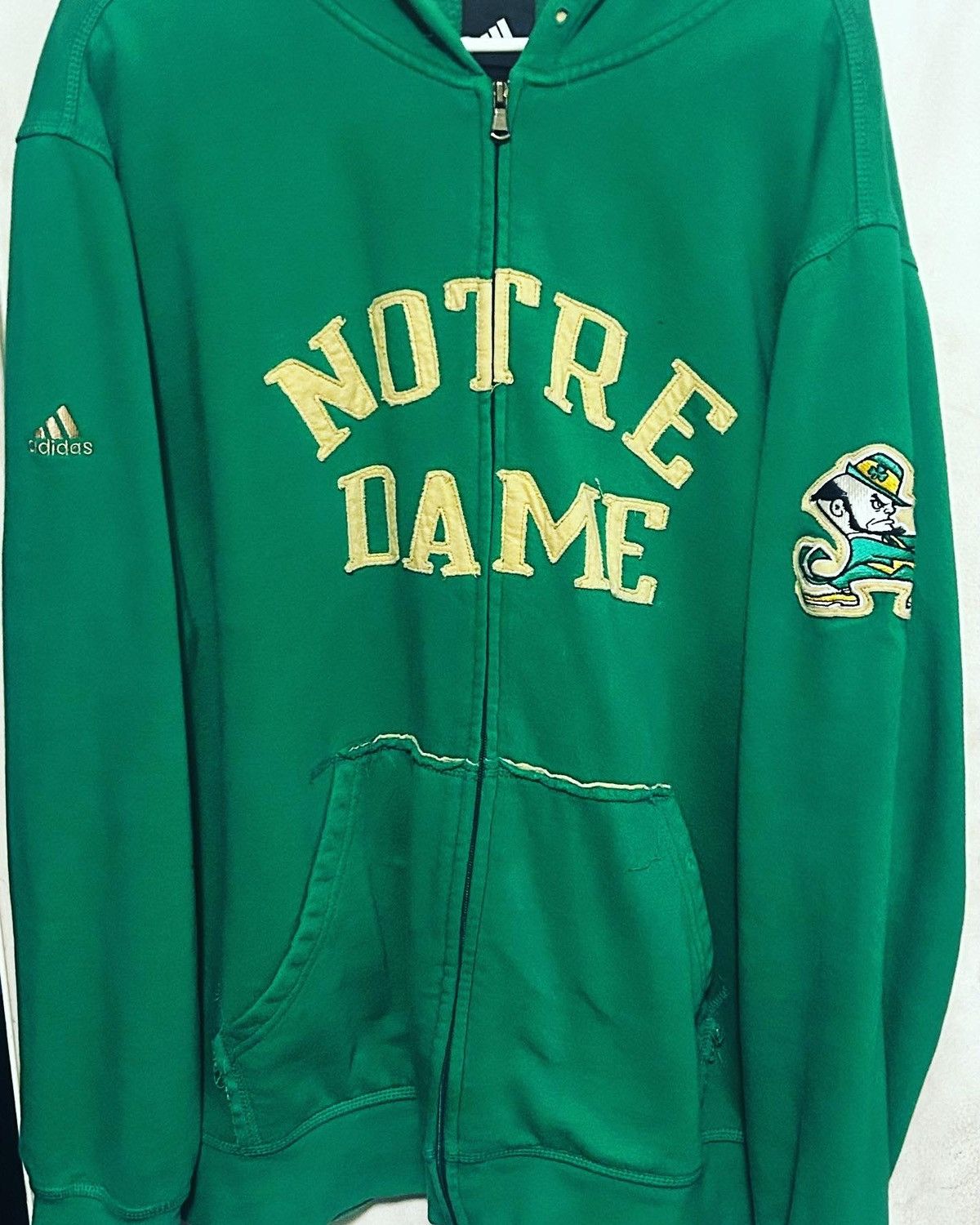 image of Adidas & Notre Dame Vintage Hoodie, Fighting Irish Size XL in Green, Men's