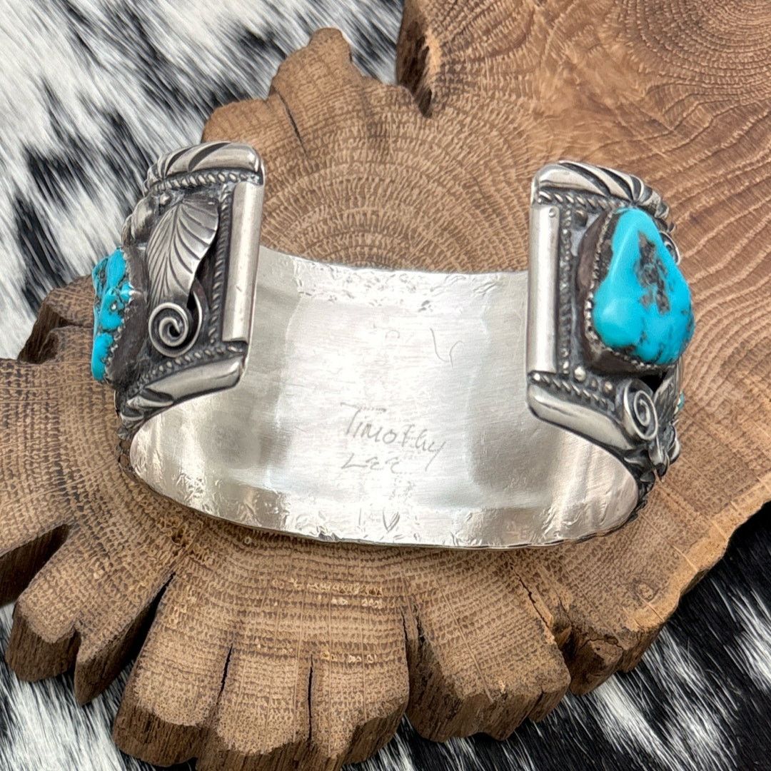 Native TIMOTHY LEE Navajo Sterling & Turquoise Large Cuff Bracelet Size ONE SIZE - 4 Thumbnail