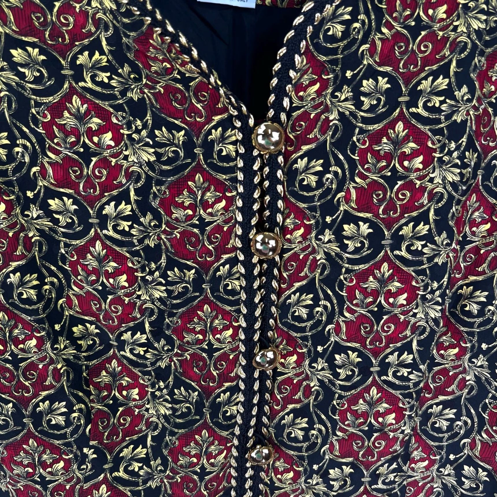 MAGGY LONDON MAGGY LONDON 100% Silk Jacket Blazer Size 12 red/gold/black Rococo Pads light Size XL / US 12-14 / IT 48-50 - 3 Thumbnail