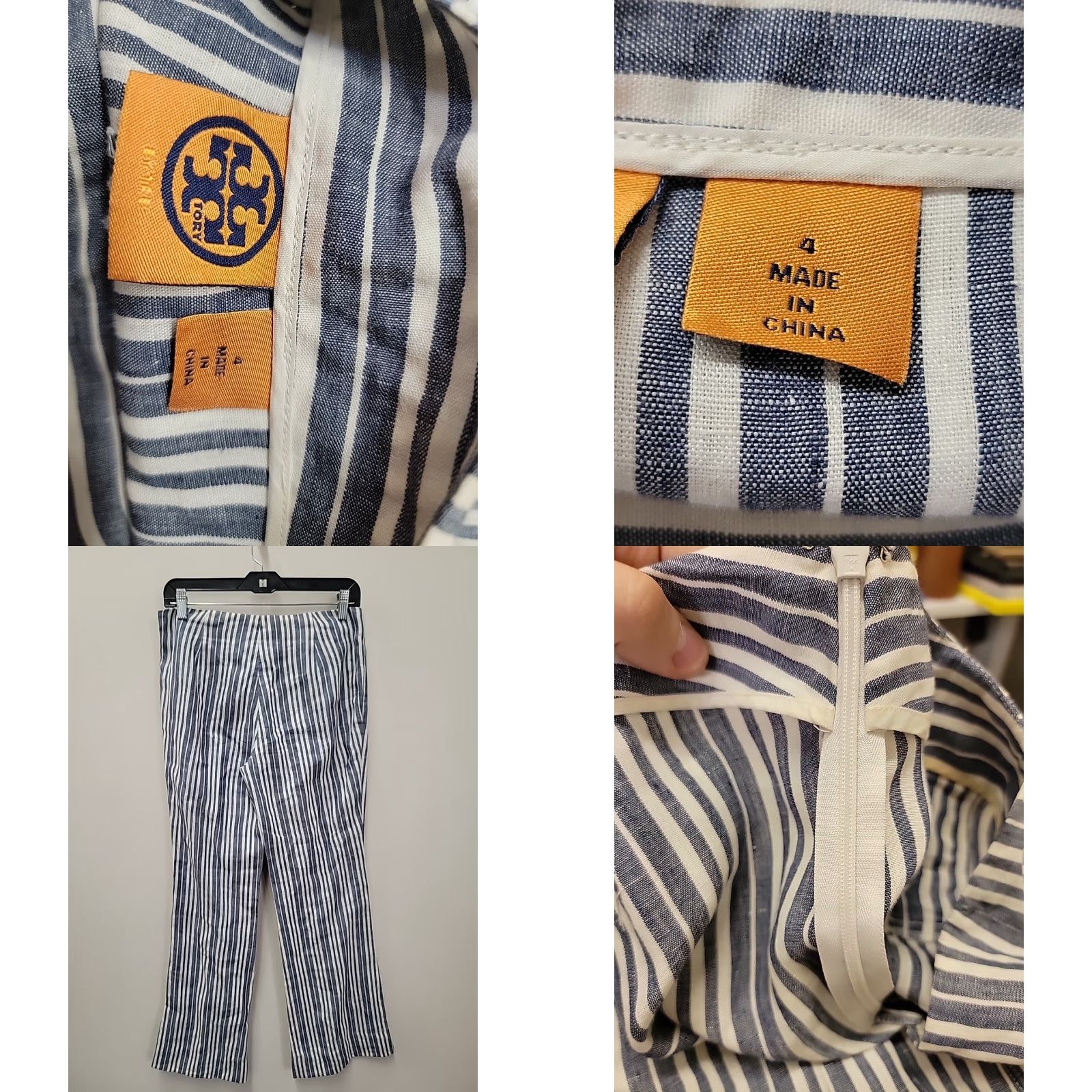 Tory Burch Tory Burch Pants Wide-Leg Linen Nautical Multicolor 100% Linen Sz 4 Womens Pockets Inseam 29.5 in Dress Pants Holiday/Nautical Theme Size 27" / US 4 / IT 40 - 8 Thumbnail