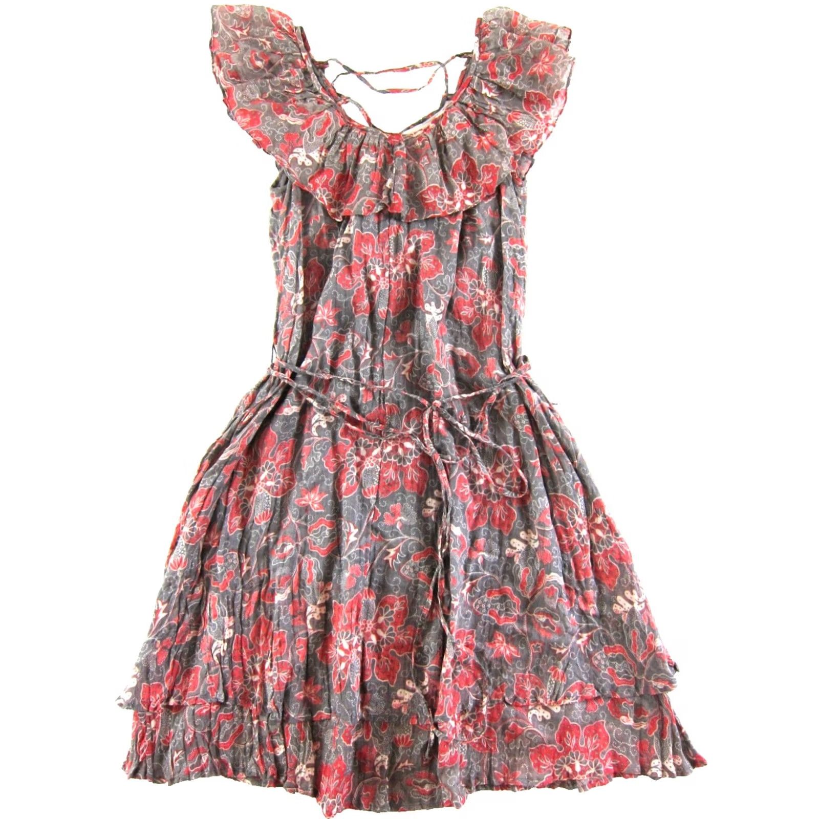 French Connection French Connection Dress Cap Sleeve Shift 100% Cotton Pink 2 Womens Knee Length Ruffle Floral Pattern Size XS / US 0-2 / IT 36-38 - 2 Thumbnail