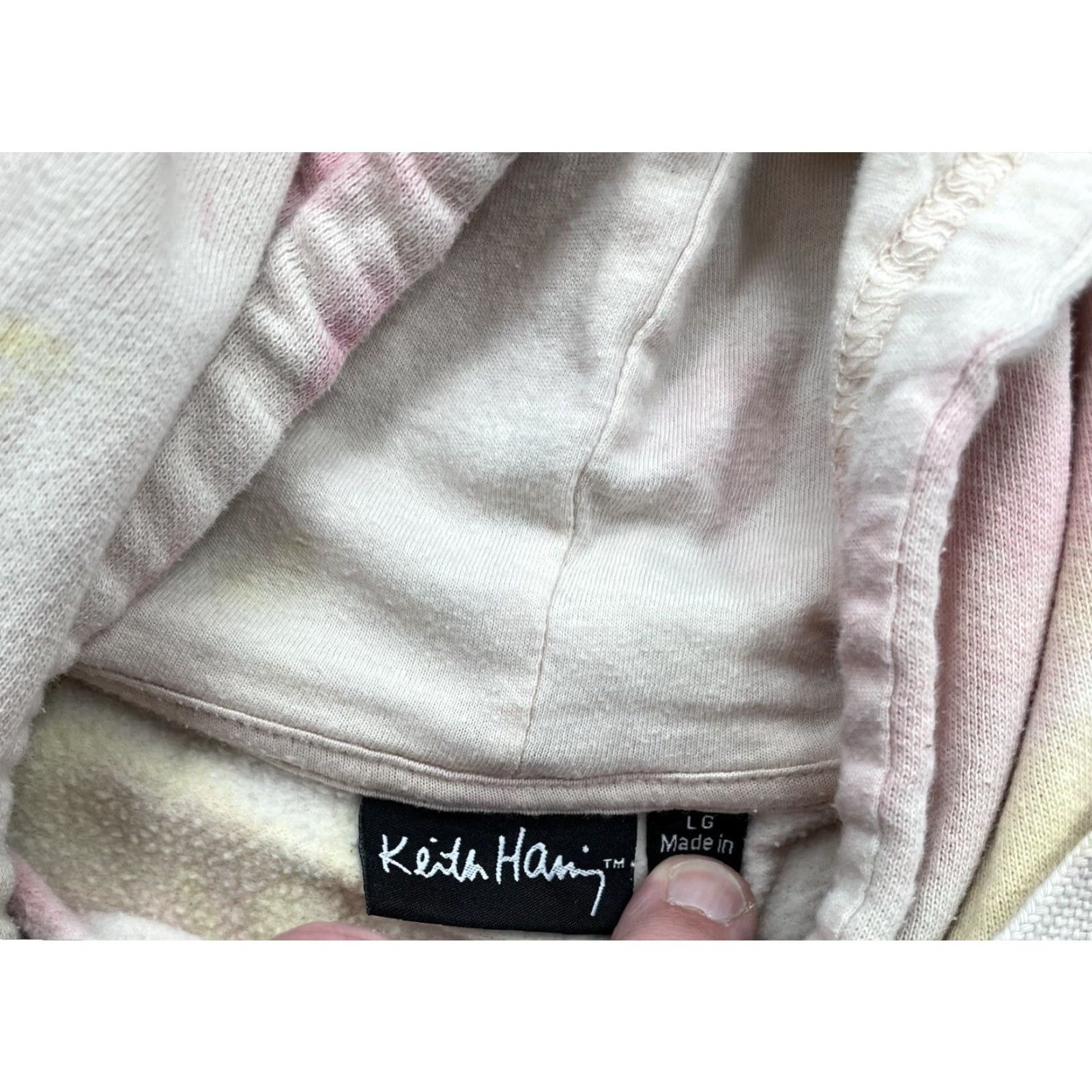 Vintage Keith Haring Women Sweater Size Large Tie Dye Long Sleeve Crop Hoodie Size L / US 10 / IT 46 - 3 Thumbnail