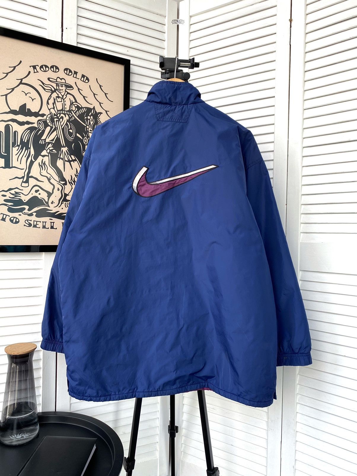 Nike × Vintage Vintage Nike Big Swoosh Logo Nylon Coat Jacket Size US L / EU 52-54 / 3 - 8 Thumbnail