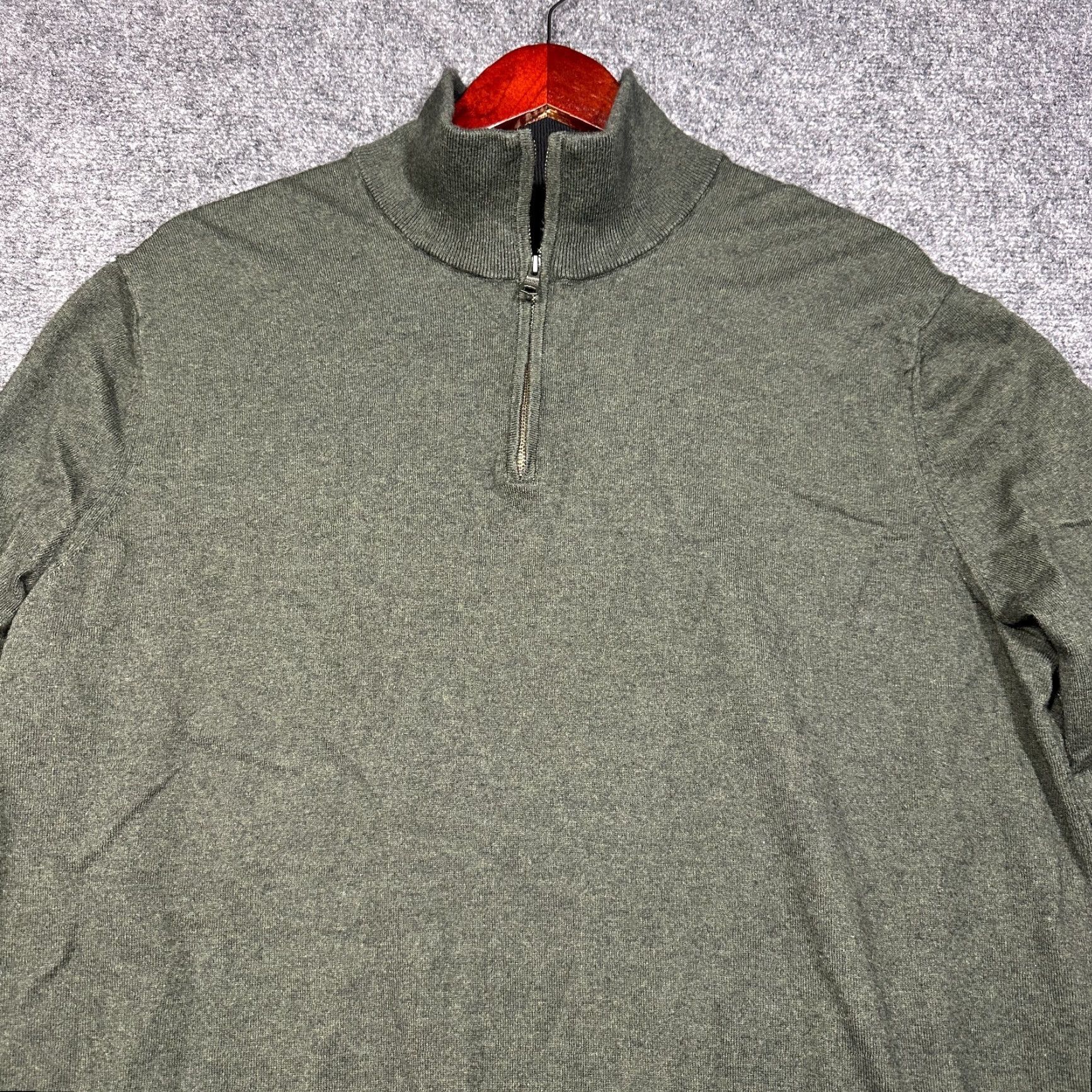 Banana Republic Banana Republic Sweater Mens XL Pullover 1/4 Zip Green Cashmere Cotton Knit Ribbed Hem Zipper Long Sleeve Vintage: No Size US XL / EU 56 / 4 - 4 Thumbnail