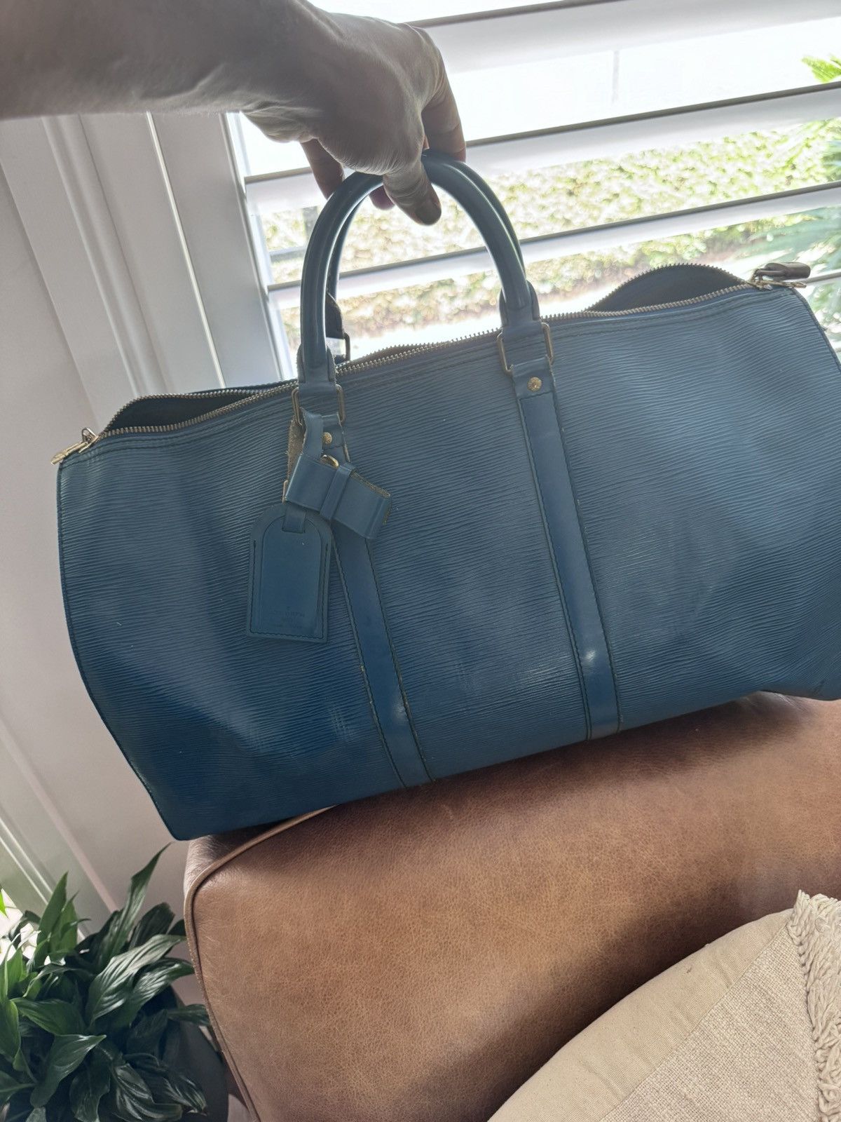 Louis Vuitton Blue EPI Keepall 50