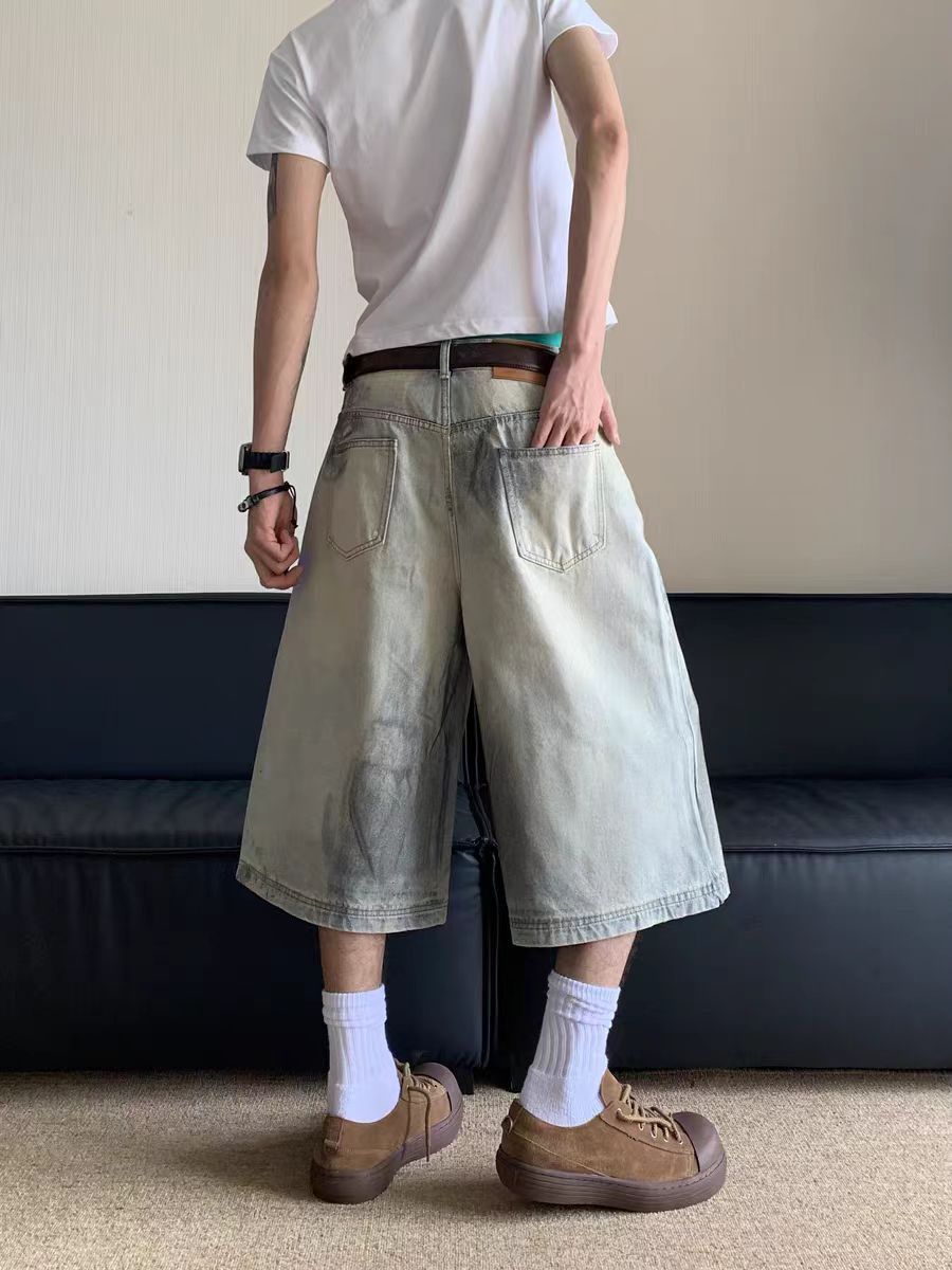 Japanese Brand × Vintage Yellow clay-dyed washed and worn-out straight jean shorts Size US 31 - 3 Thumbnail