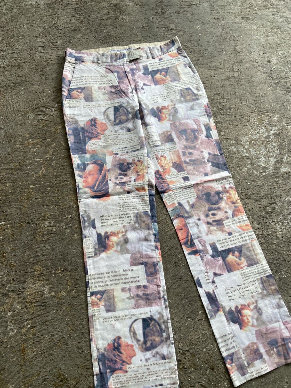 Jean Charles De Castelbajac 1990 JC de Castelbajac - Paper Printed Pants Size 29" - 2 Thumbnail