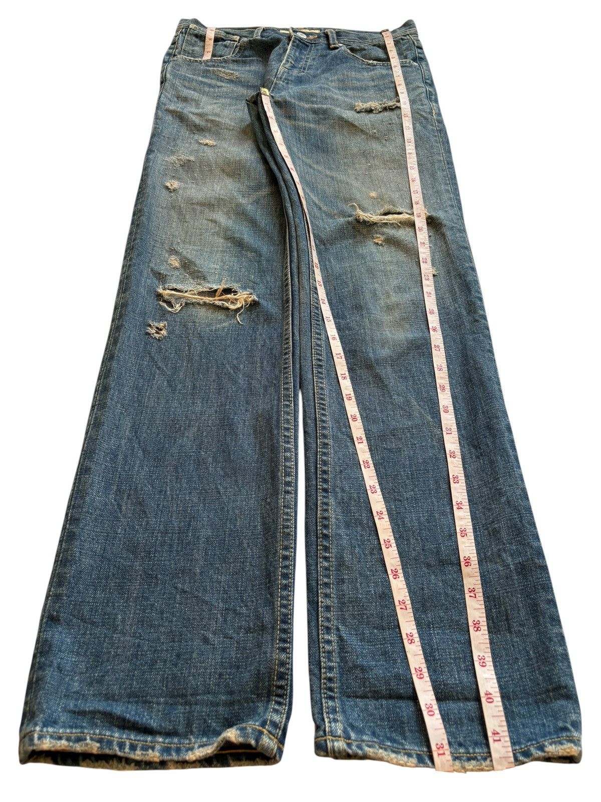 Japanese Brand Vintage Japanese Brand Mud Wash Distressed Ripped Jeans Size US 30 / EU 46 - 13 Thumbnail