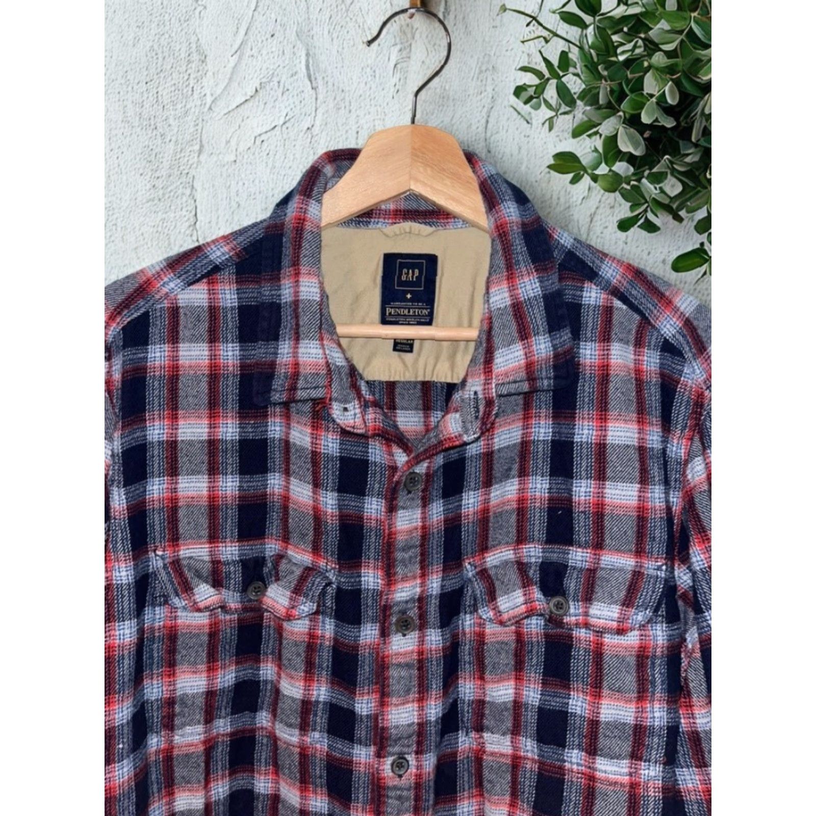 Gap VINTAGE Gap x Pendleton Flannel Shirt Men XL Red Navy Plaid Cotton Double Pocket Size US XL / EU 56 / 4 - 5 Thumbnail