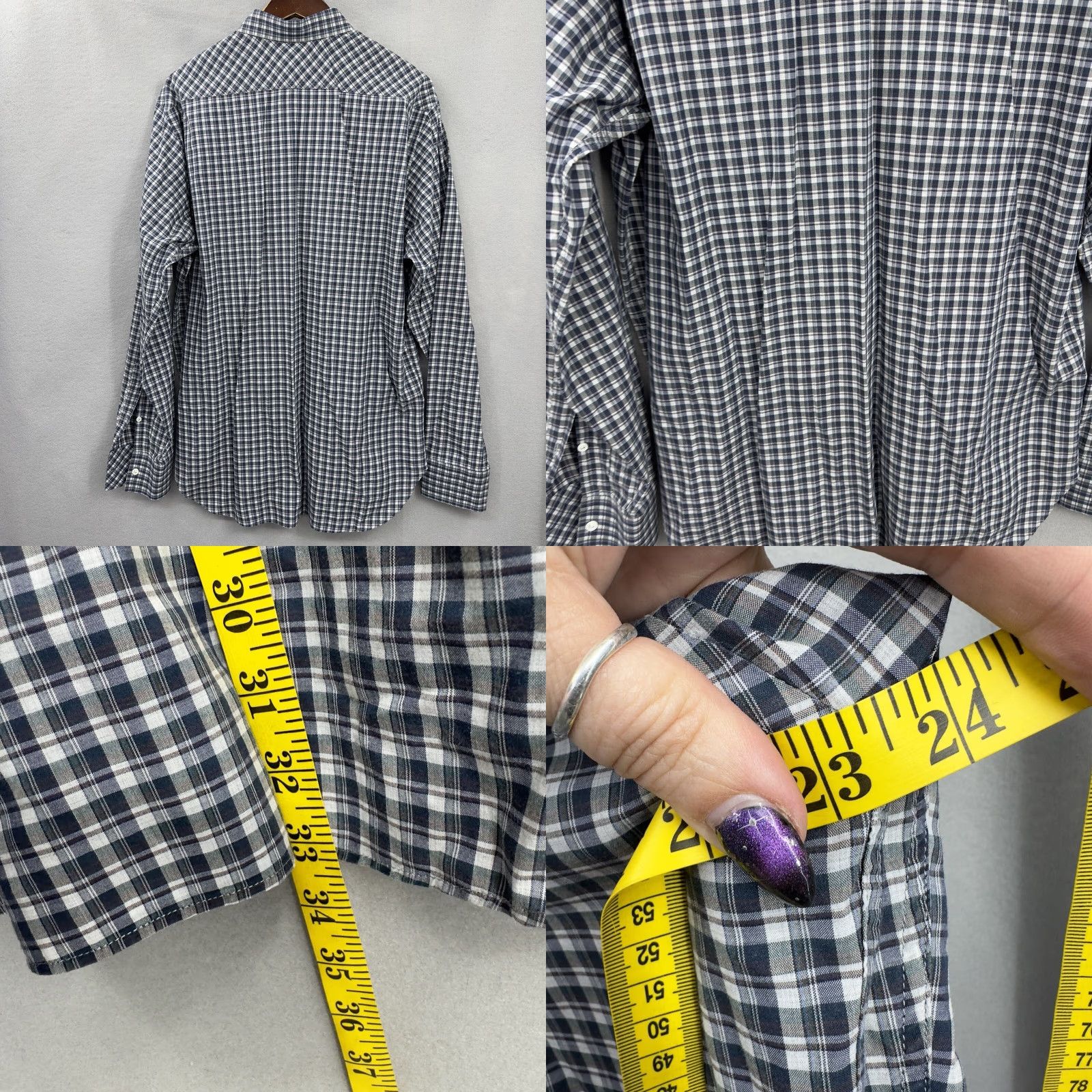Billy Reid Billy Reid Shirt Mens XL Blue Plaid Button-Up Front Slim Classic Colorful Dad Designer Modern Capstone? Size US XL / EU 56 / 4 - 8 Thumbnail