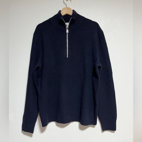 Alex Mill Alex Mill Navy Merino Wool 1/4 Zip Sweater - Size L Size US L / EU 52-54 / 3 - 3 Thumbnail