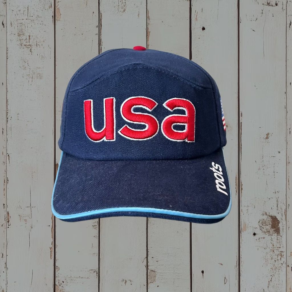 Vintage Roots Hat Cap Baseball Cap Strap Back Adjustable Blue Usa 90s 2002 Olympics Mens, Men's