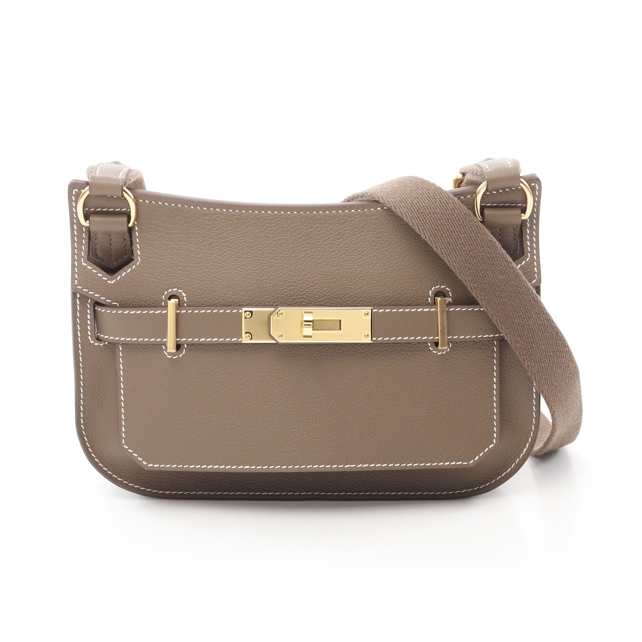Hermes Gypsiel Mini Etoupe Shoulder Bag Evercolor Gray Brown Gold Hardware B Stamp, Women's