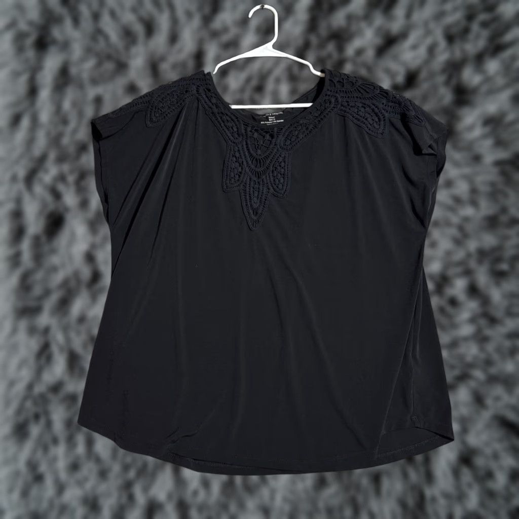 Vintage Chelsea & Theodore Top Blouse Womens 1X Plus Size Black Crochet Embroidery Boho Romantic Size XL / US 12-14 / IT 48-50 - 1 Thumbnail