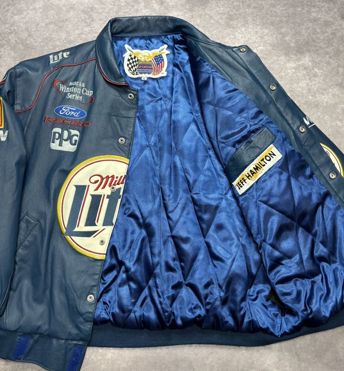 Jeff Hamilton Jeff Hamilton Miller Light Rusty Wallace Leather Jacket Size US XL / EU 56 / 4 - 2 Thumbnail
