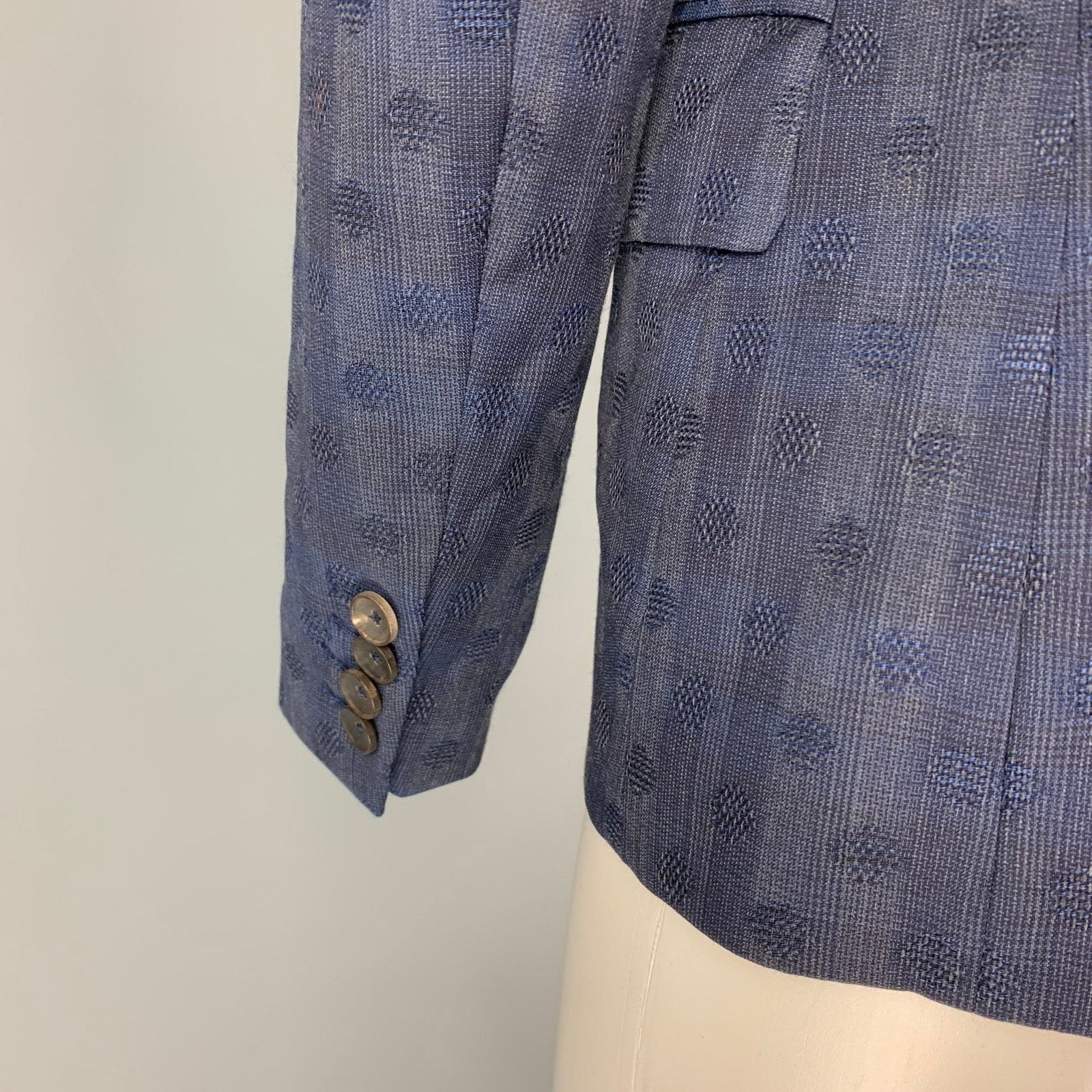 Paul Smith Size S Navy Pattern Notch Lapel Jacket Blazer Size S / US 4 / IT 40 - 4 Thumbnail