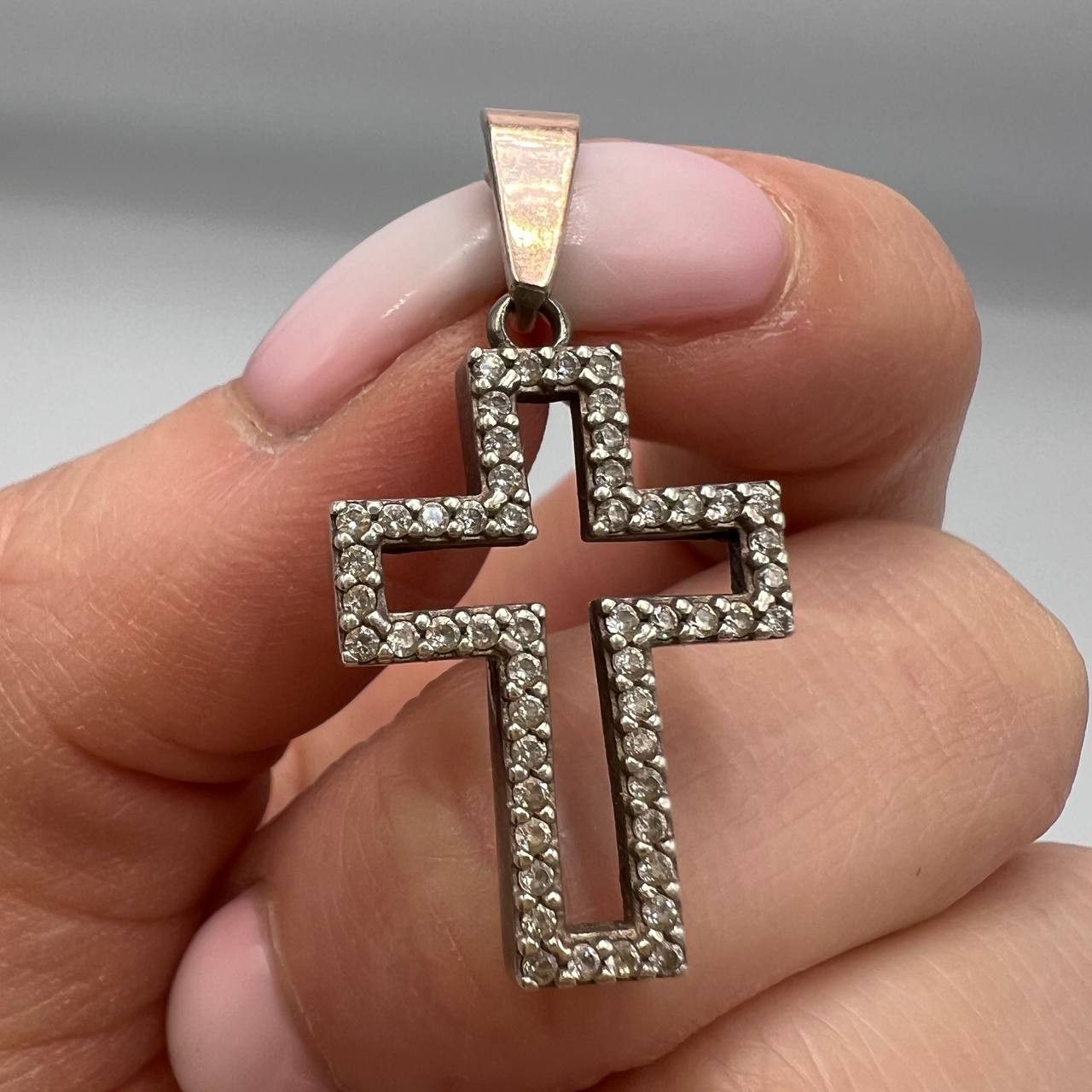 Vintage Gilt Sterling Silver 925 Pendant Cross Signed 3.2g
