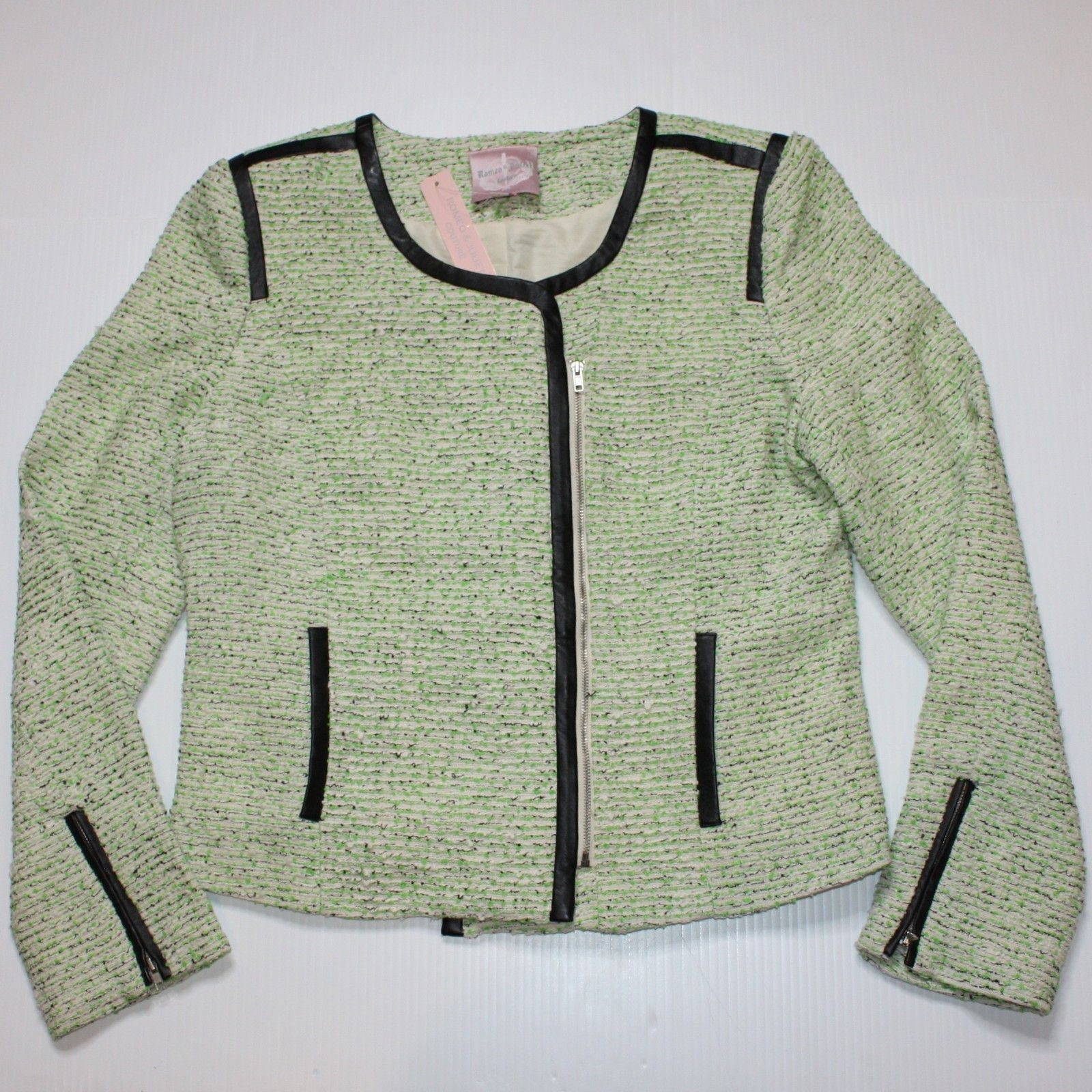 Other Romeo & Juliet Couture Faux Leather Trim Tweed Jacket $255 Size M / US 6-8 / IT 42-44 - 1 Thumbnail