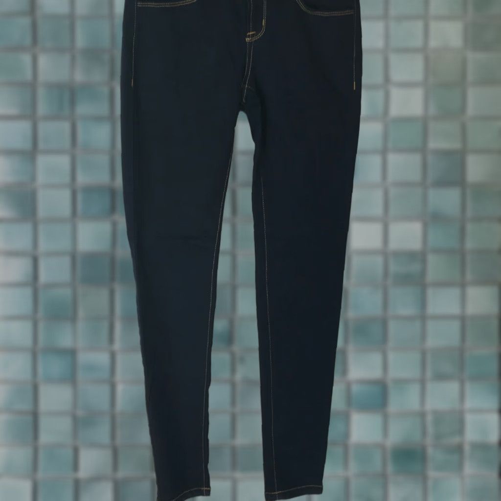 Vintage SP Black Label Womens Low Rise Flat Front Black Denim Skinny Jeans Size 25 Size 42" / US 20 - 1 Thumbnail