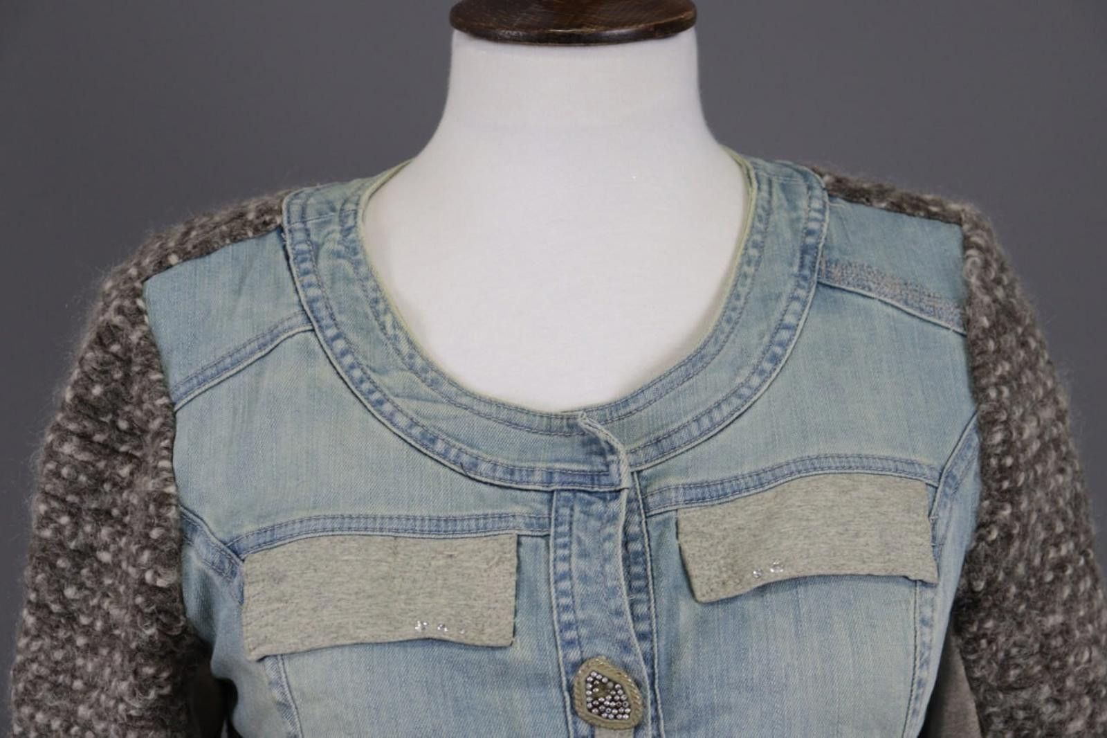 Designer Elisa Cavaletti Club Blue Denim Wool Blazer Jacket Size S Size S / US 4 / IT 40 - 2 Thumbnail