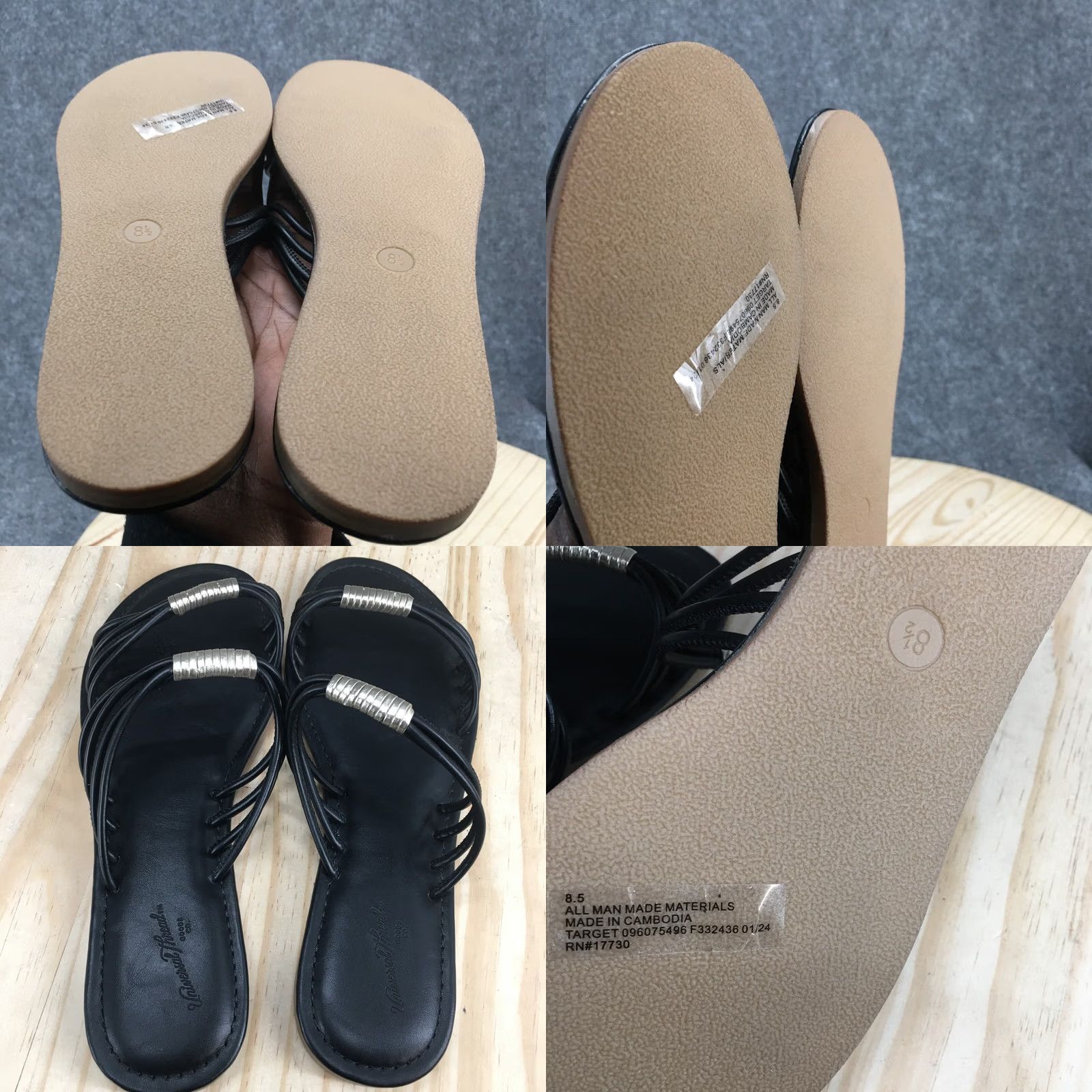Vintage Universal Thread Sandals Womens 8.5 Casual Slip-On Black Flat Sandal Size US 9 / IT 39 - 8 Thumbnail